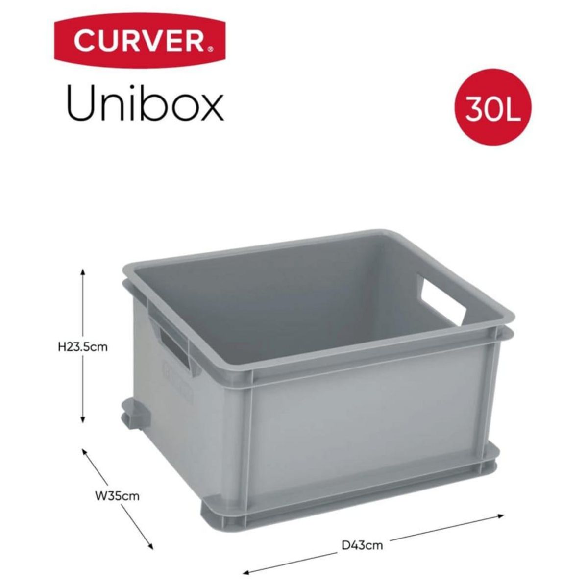 CURVER Curver Boîte de rangement Unibox L 30 L Gris