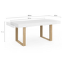 Voir la diapositive 5 : ID MARKET Table à manger extensible rectangle PHOENIX 4-8 personnes blanc pieds bois 160-200 cm