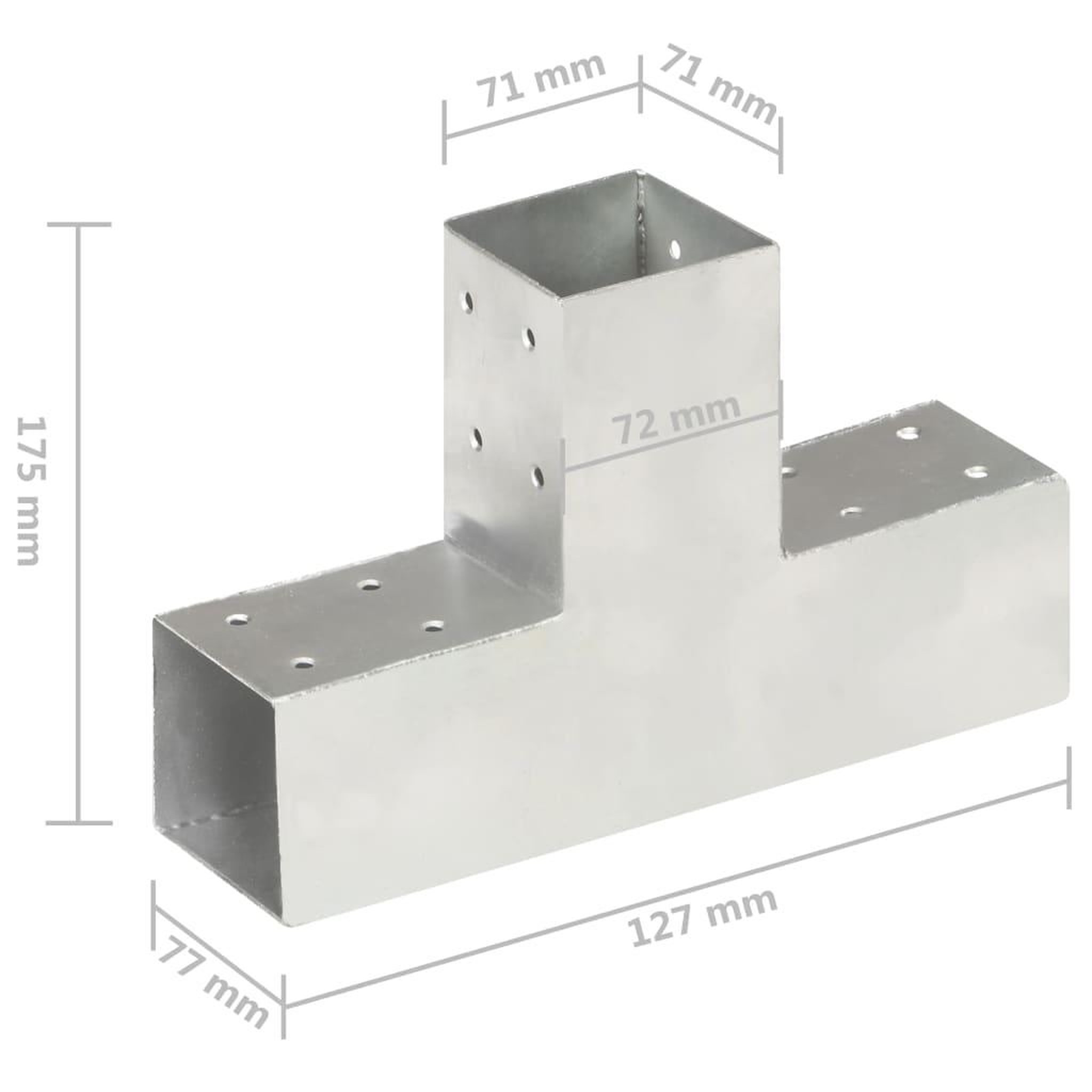 Voir la diapositive 6 : VIDAXL Connecteurs de poteau 4 pcs Forme en T Metal galvanise 71x71 mm