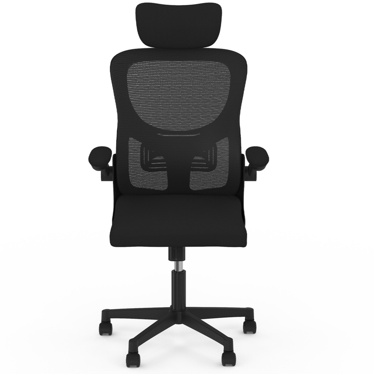 ID MARKET Fauteuil de bureau JAMES ergonomique en toile respirante et appui-tête avec roulettes noir