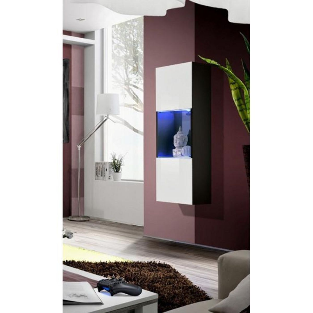 Paris Prix Vitrine LED Murale Design  Fly III  126cm Blanc & Noir