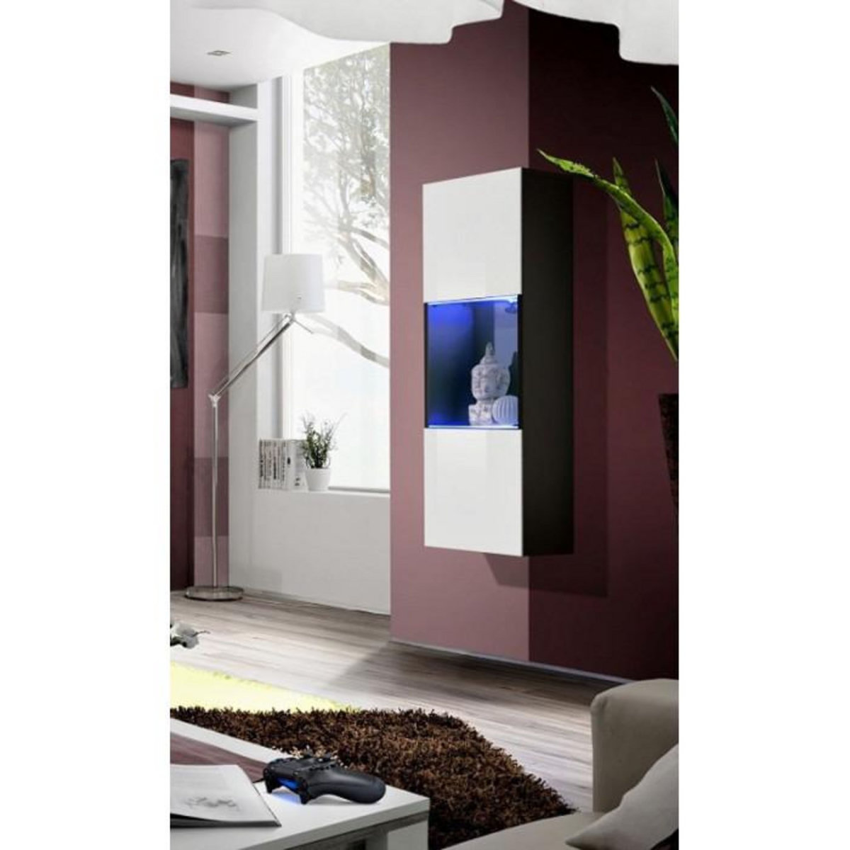 Paris Prix Vitrine LED Murale Design  Fly III  126cm Blanc & Noir