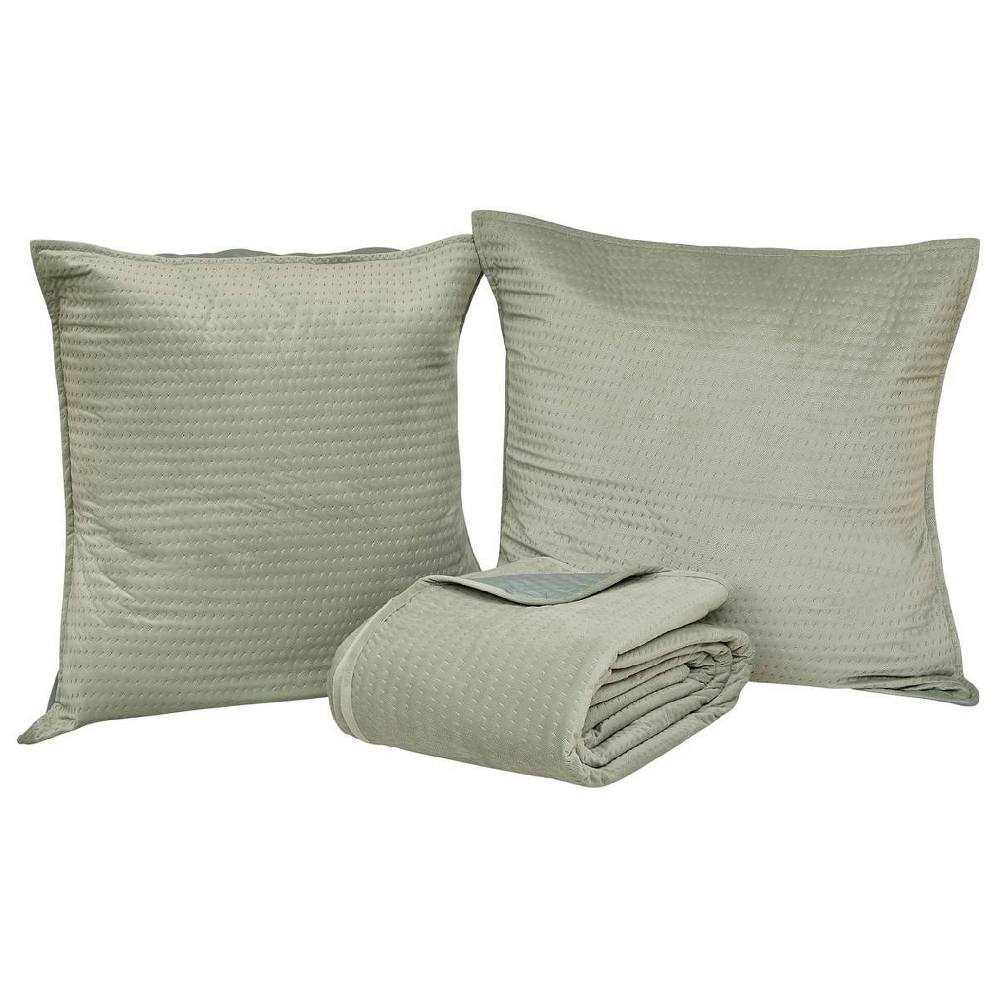 ATMOSPHERA Dessus de lit & 2 taies  lilou  240x260cm vert céladon