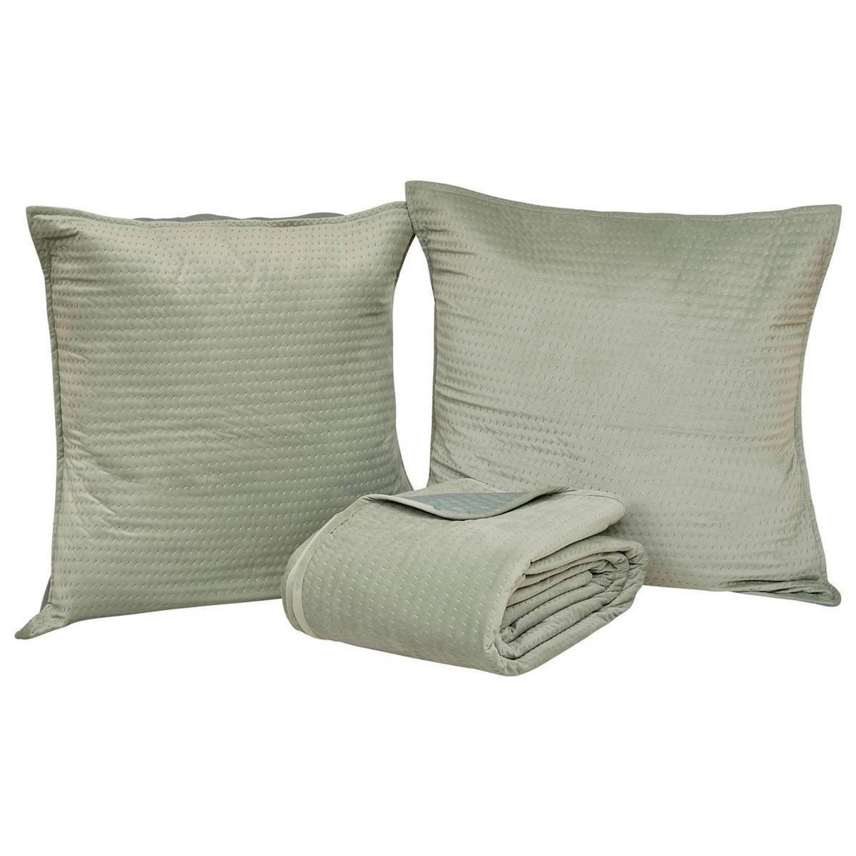 ATMOSPHERA Dessus de Lit & 2 Taies  Lilou  240x260cm Vert Céladon
