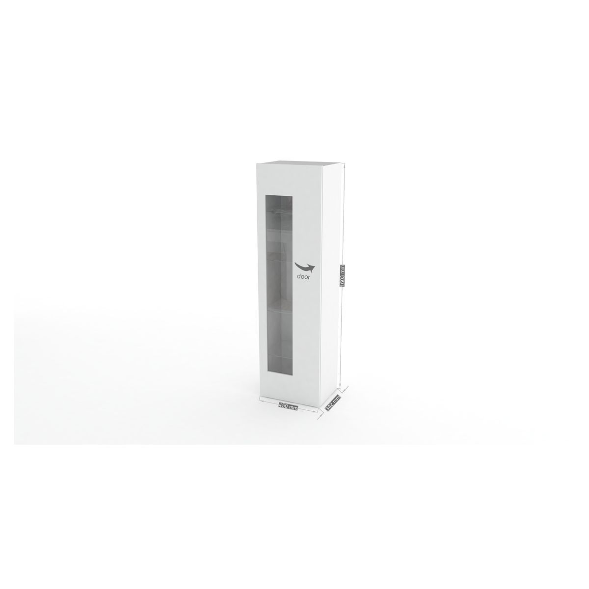 Vitrine 1 porte 4 étagères TECHNO