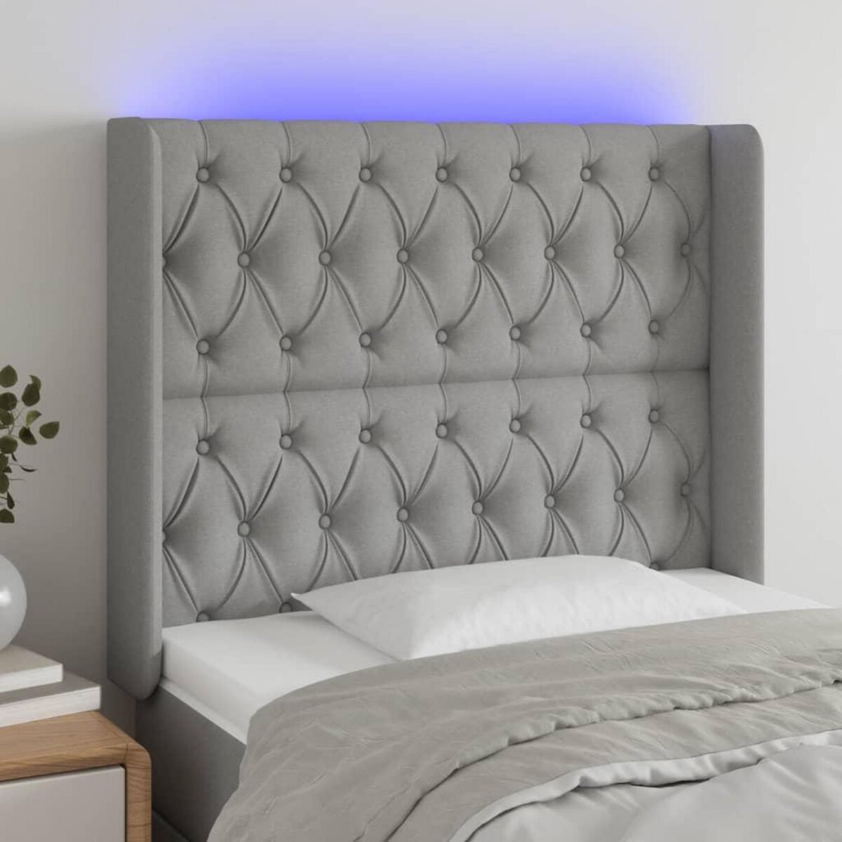 VIDAXL Tete de lit a LED Gris clair 103x16x118/128 cm Tissu