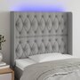 Voir la diapositive 1 : VIDAXL Tete de lit a LED Gris clair 103x16x118/128 cm Tissu