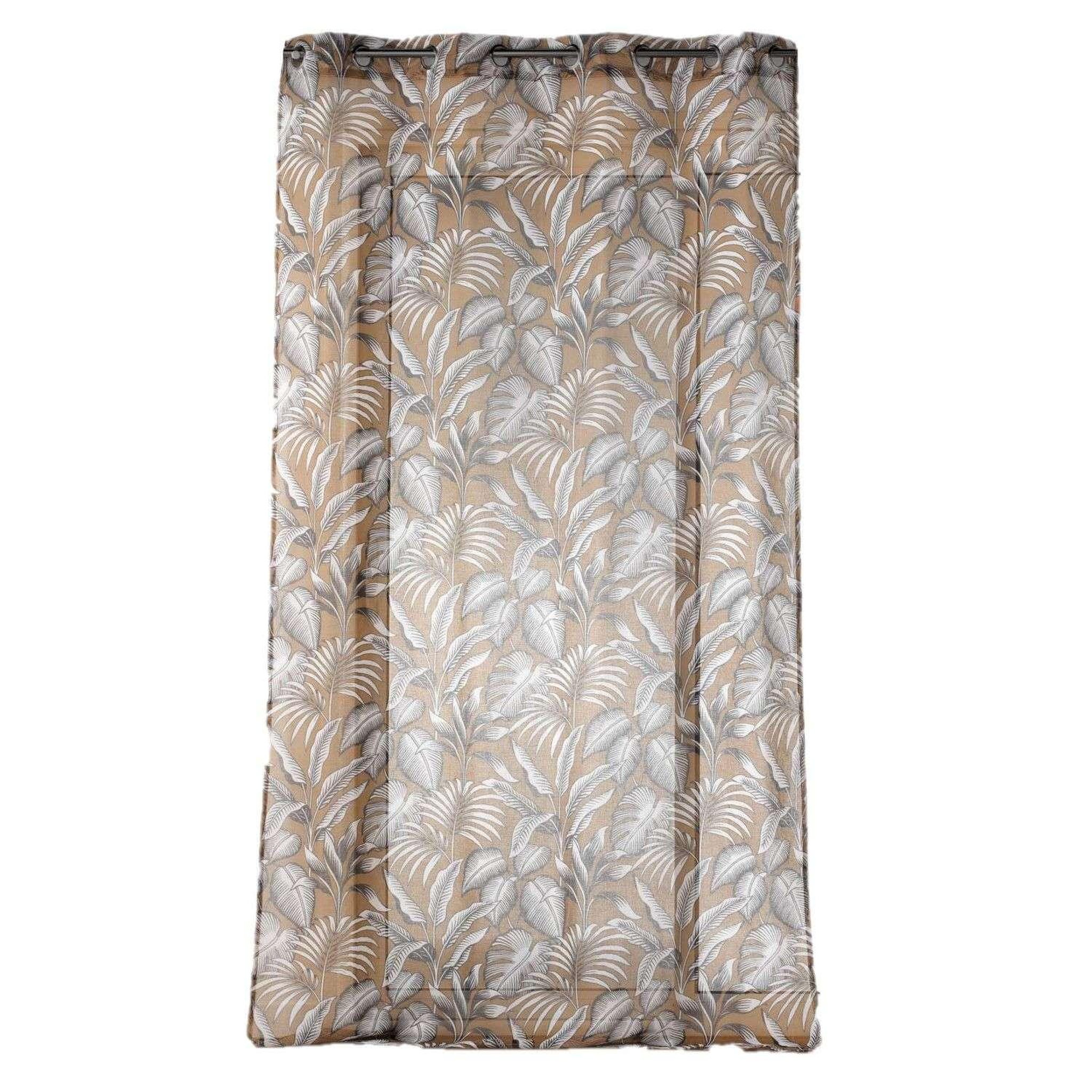Douceur d'Intérieur Voilage à œillets PUNTA - Voile sablé imprimé. Coloris disponibles : Blanc, Marron