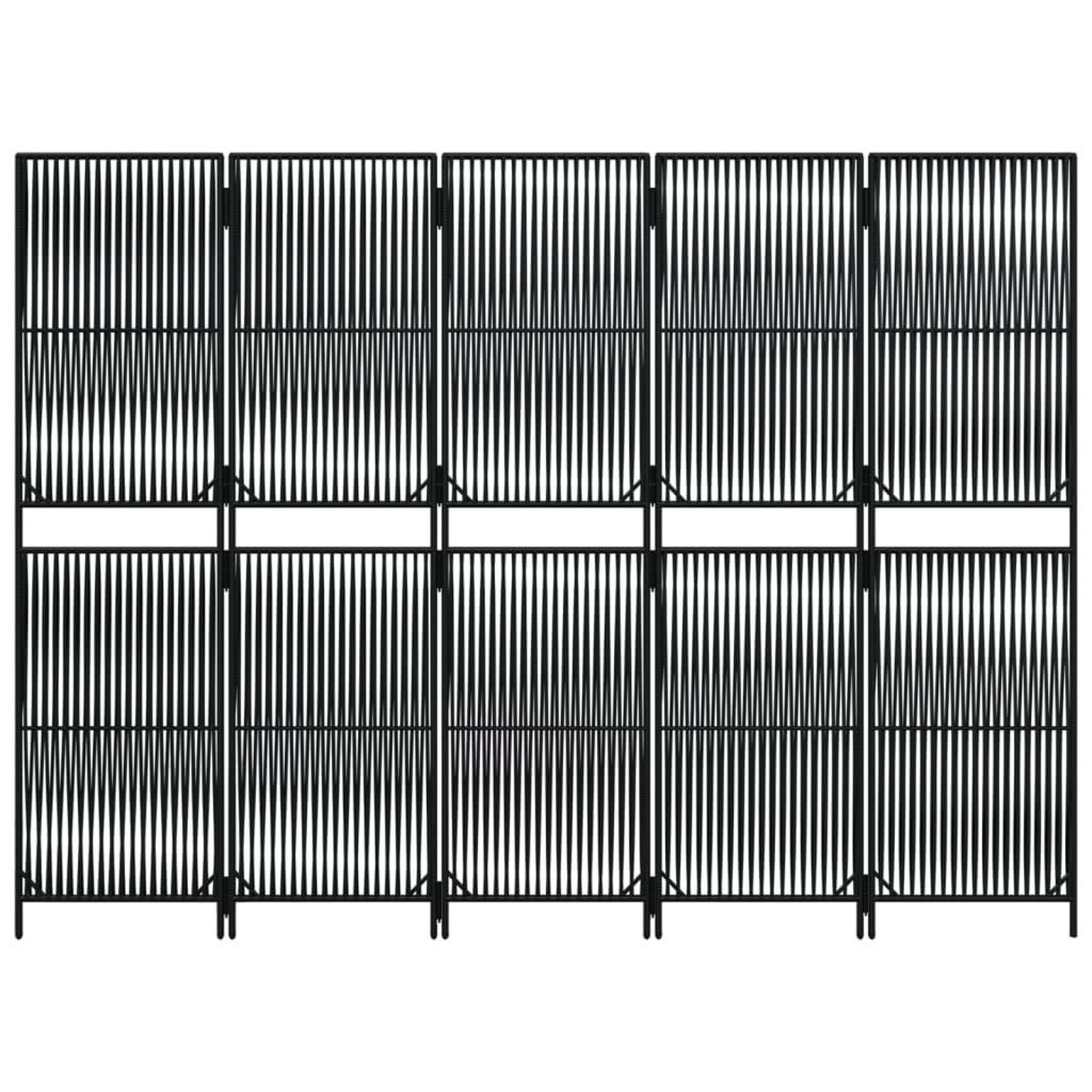 Voir la diapositive 5 : VIDAXL Cloison de separation 5 panneaux noir resine tressee