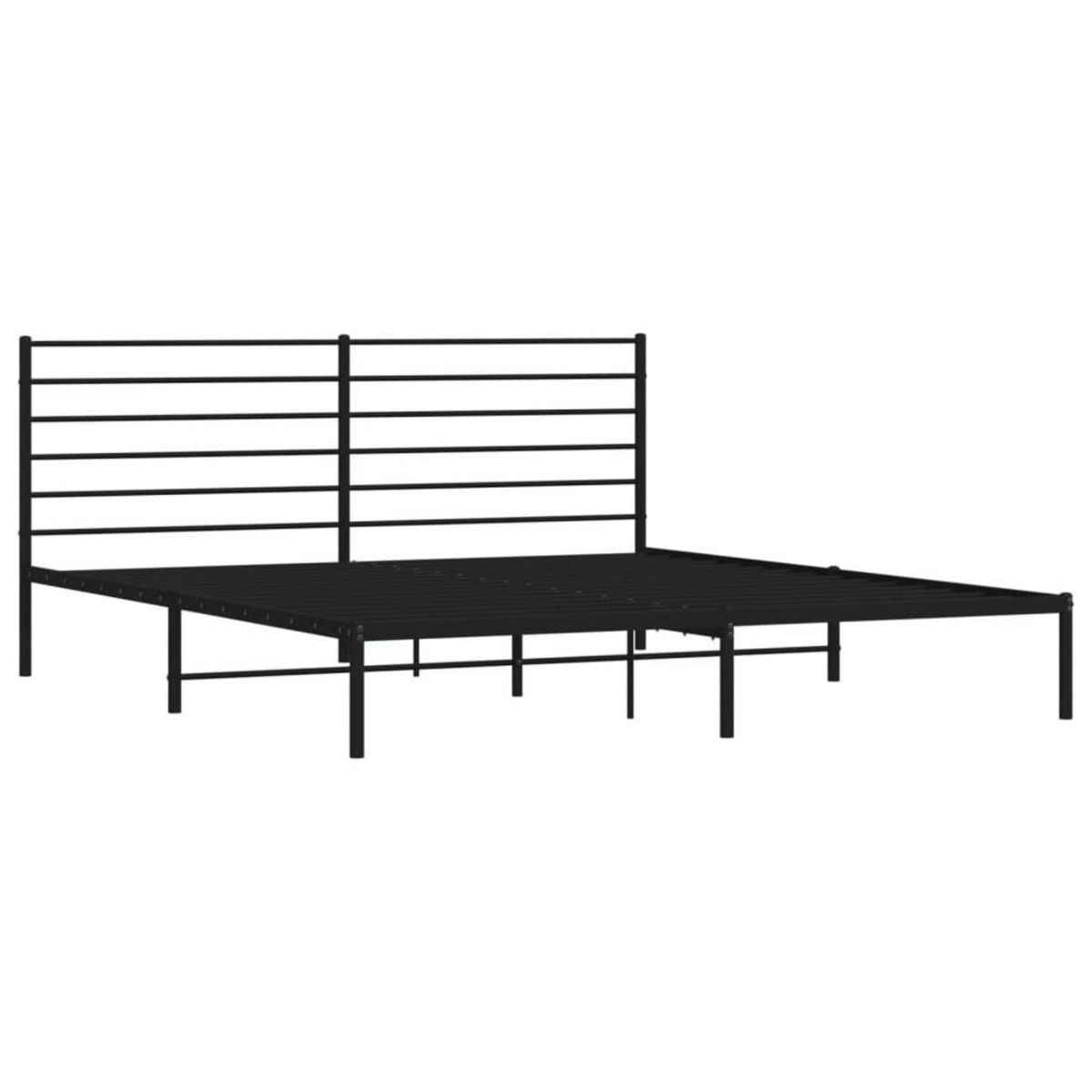 VIDAXL Cadre de lit metal sans matelas et tete de lit noir 180x200 cm