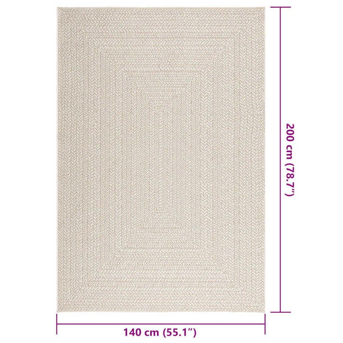 VIDAXL Tapis ZIZUR creme 140x200 cm aspect de jute interieur exterieur