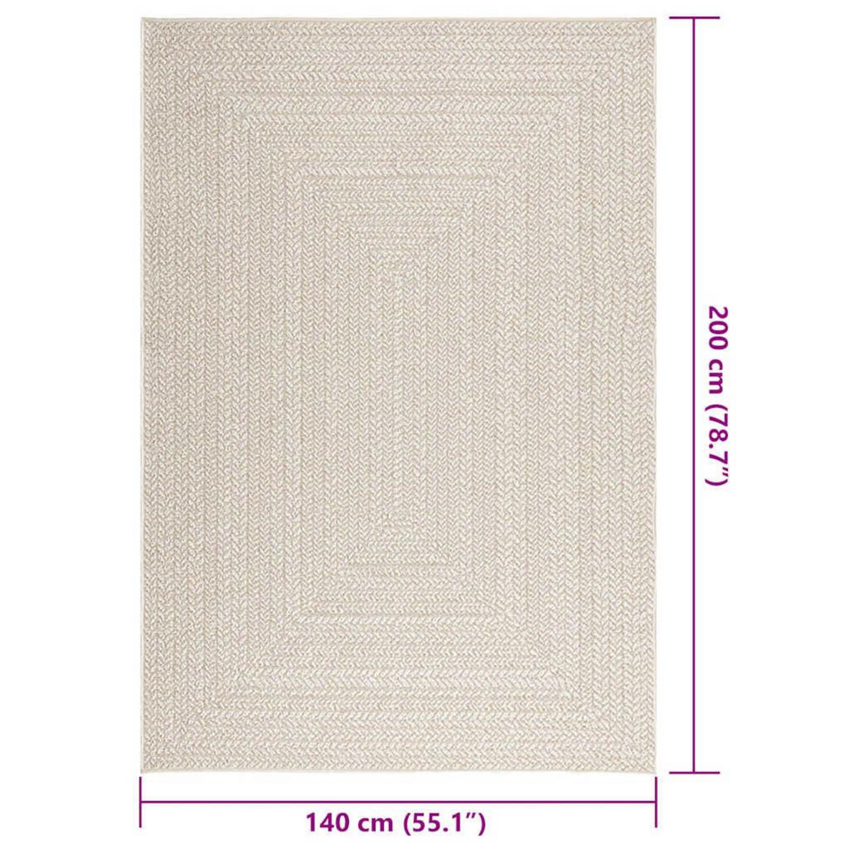 VIDAXL Tapis ZIZUR creme 140x200 cm aspect de jute interieur exterieur