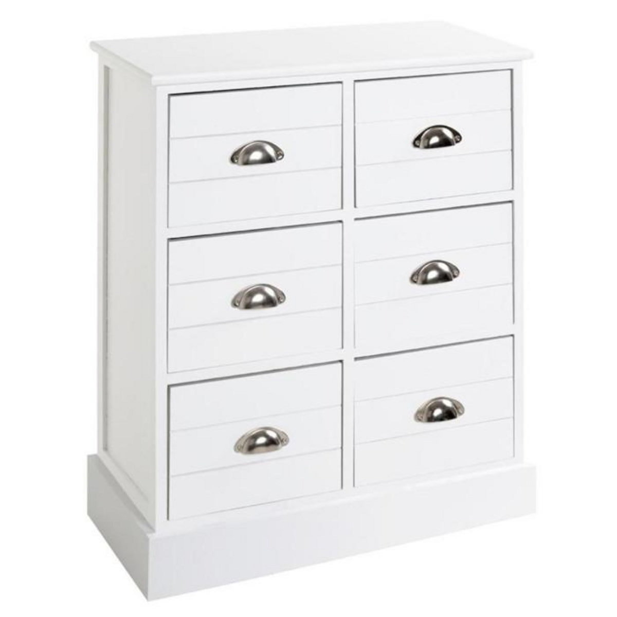 Paris Prix Commode 6 Tiroirs  Lavido  75cm Blanc Laqué