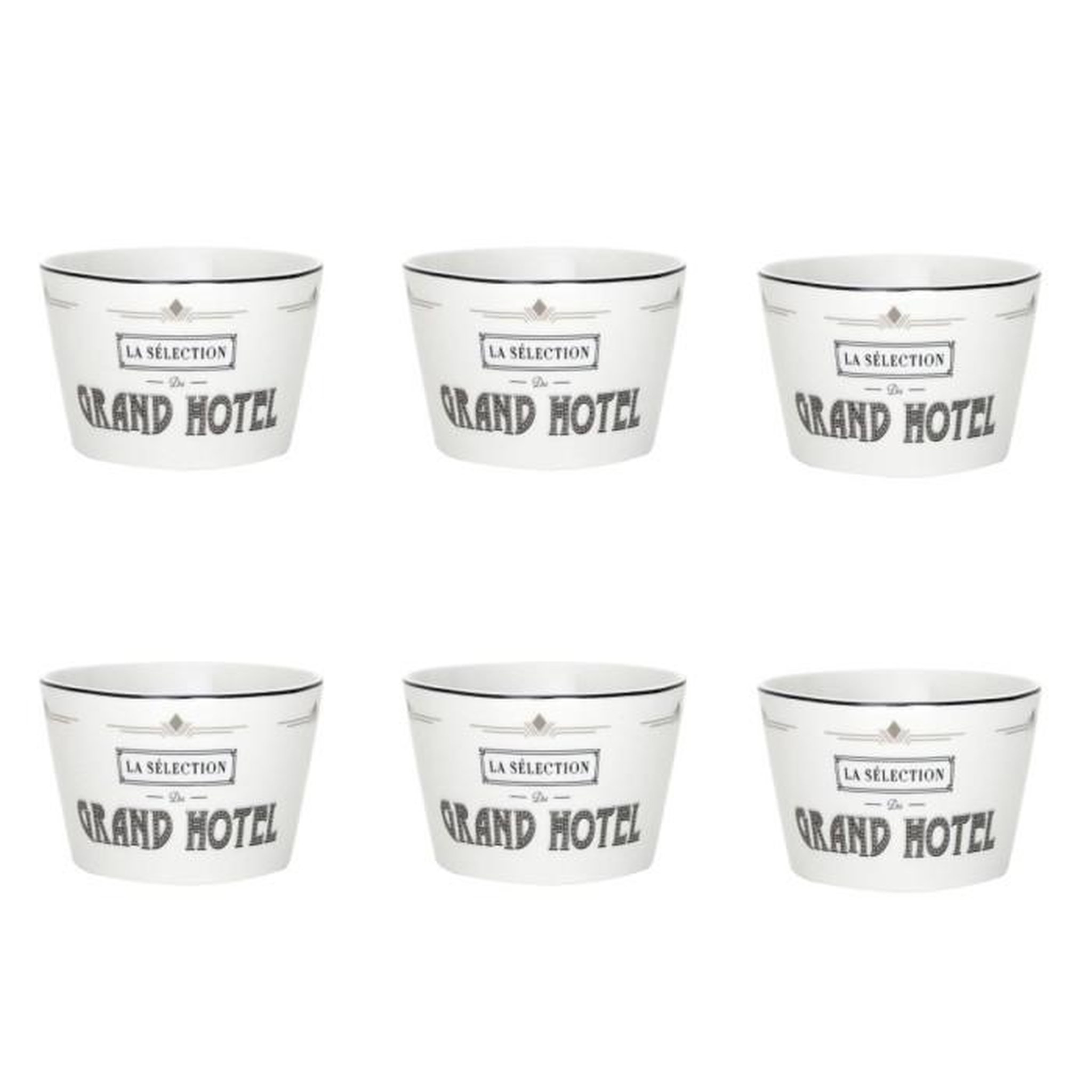 Voir la diapositive 1 : Paris Prix Lot de 6 Coupelles  Grand Hôtel  14cm Blanc
