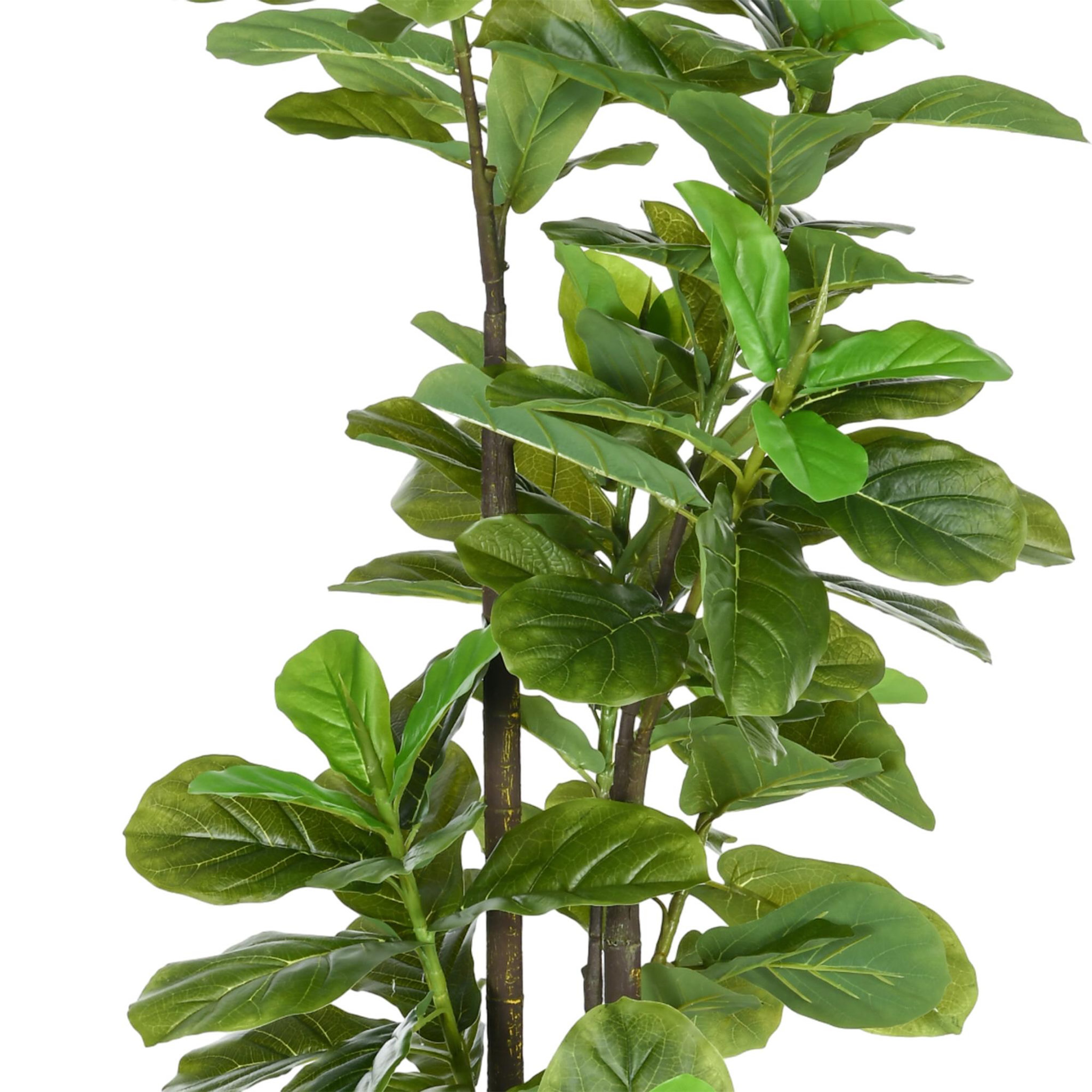 Voir la diapositive 4 : HOMCOM Ficus Lutea artificiels 1,80H m - lot de 2 ficus artificiels - 120 feuilles réalistes par pied - pot inclus noir vert