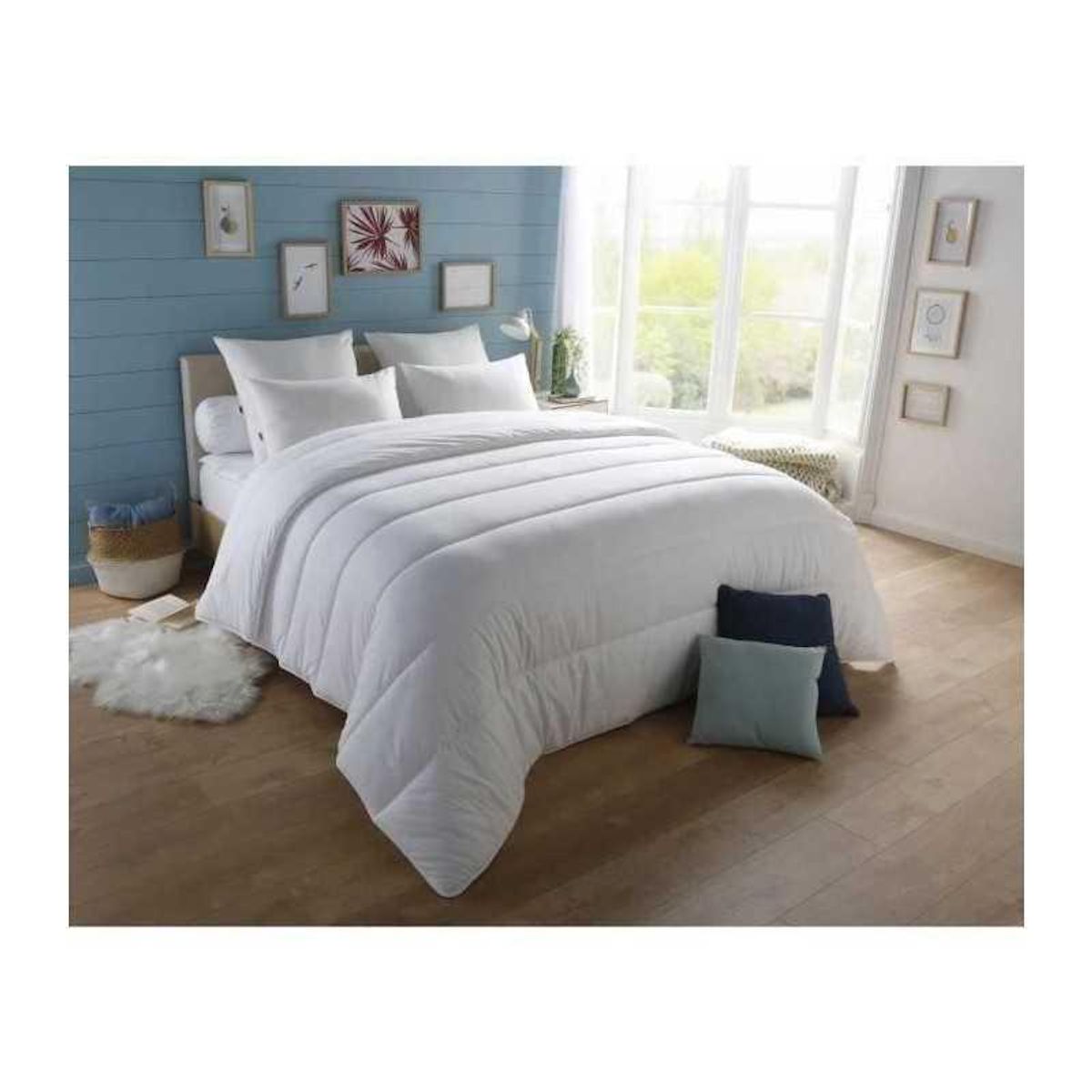 DODO DODO Pack Couette chaude anti-acariens 140x200 cm + 1 oreiller 60x60 cm - Splendeur - Garnissage 100% volupt'air 350gr/m² - Bla