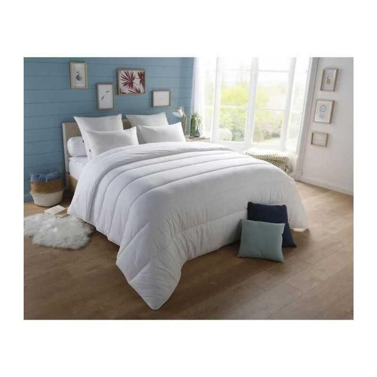 DODO DODO Pack Couette chaude anti-acariens 140x200 cm + 1 oreiller 60x60 cm - Splendeur - Garnissage 100% volupt'air 350gr/m² - Bla