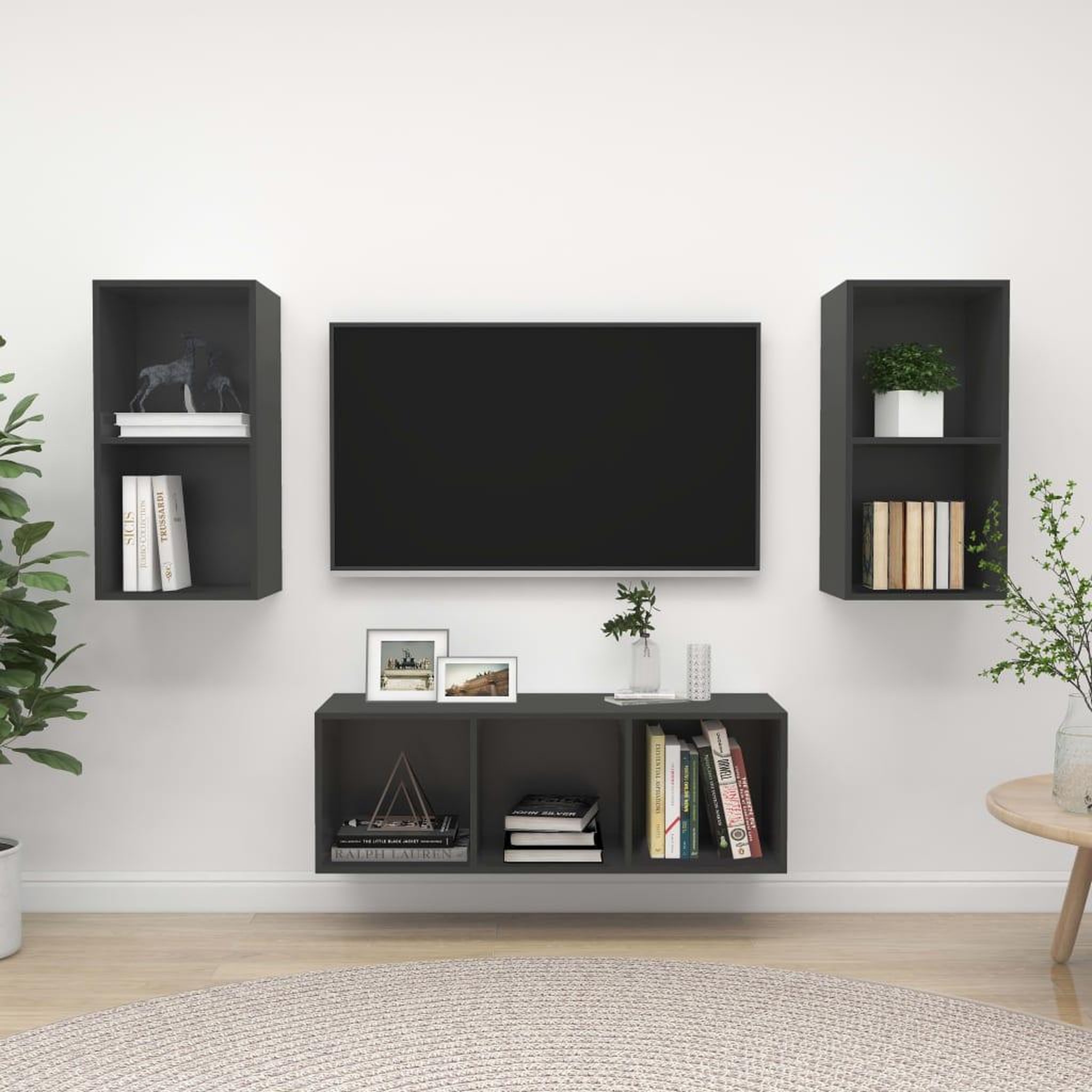Voir la diapositive 1 : VIDAXL Ensemble de meubles TV 3 pcs Gris Bois d'ingenierie