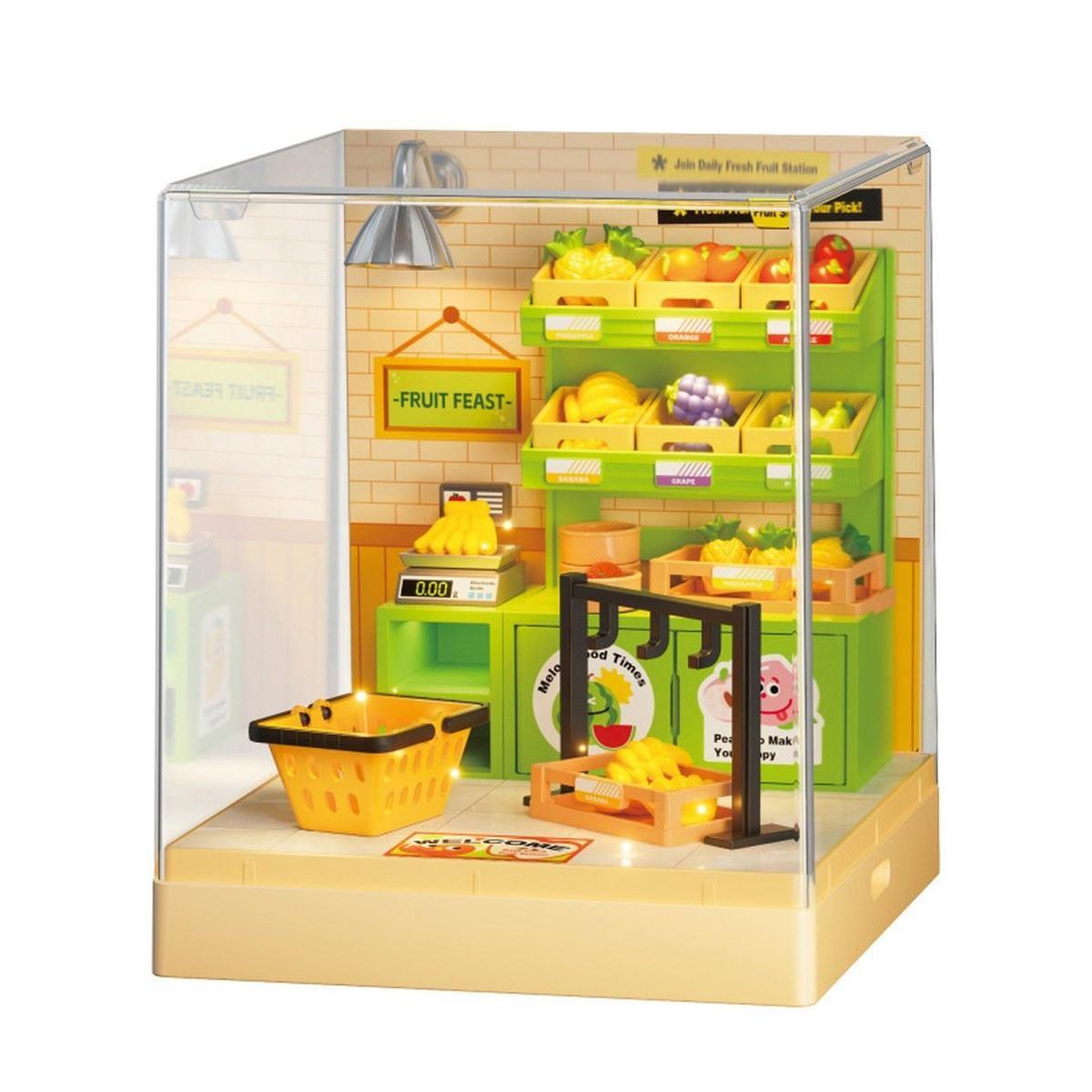 GREENSLIDE Maquette Green Slide - Miniature Empilable - Fruits Shop - LED - 66 pièces