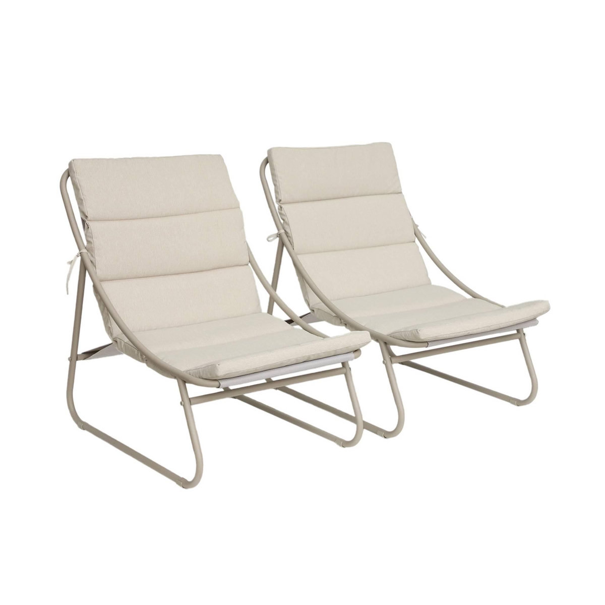 SWEEEK Lot de 2 fauteuils relax acier beige - Edena