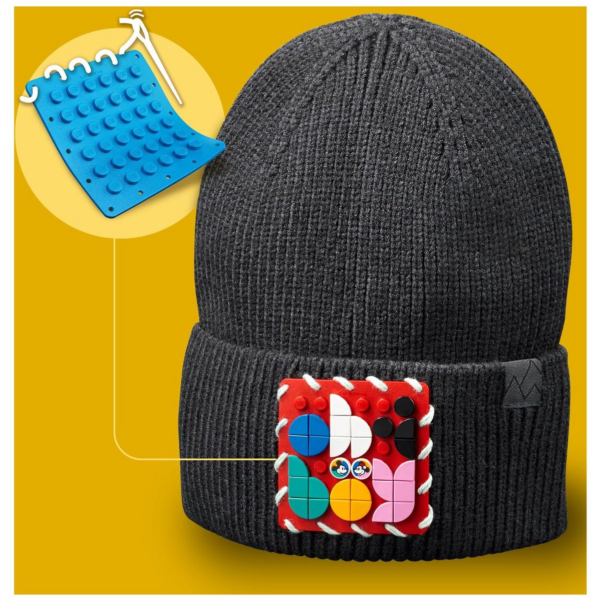 LEGO Dots 41963 Plaque à Coudre Mickey Mouse et Minnie Mouse, Kit de Création de Bijoux Personnalisés, Fabrique à Badge, Décoration Vêtements, Sacs à Dos