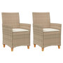 Voir la diapositive 2 : VIDAXL Chaises de jardin coussins lot de 2 beige resine tressee bois