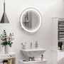 Voir la diapositive 2 : KLEANKIN Miroir salle de bain lumineux LED 35 W - dim. Ø 60 x 4H cm - fonction anti-buée, interrupteur tactile, luminosité réglable - alu. verre