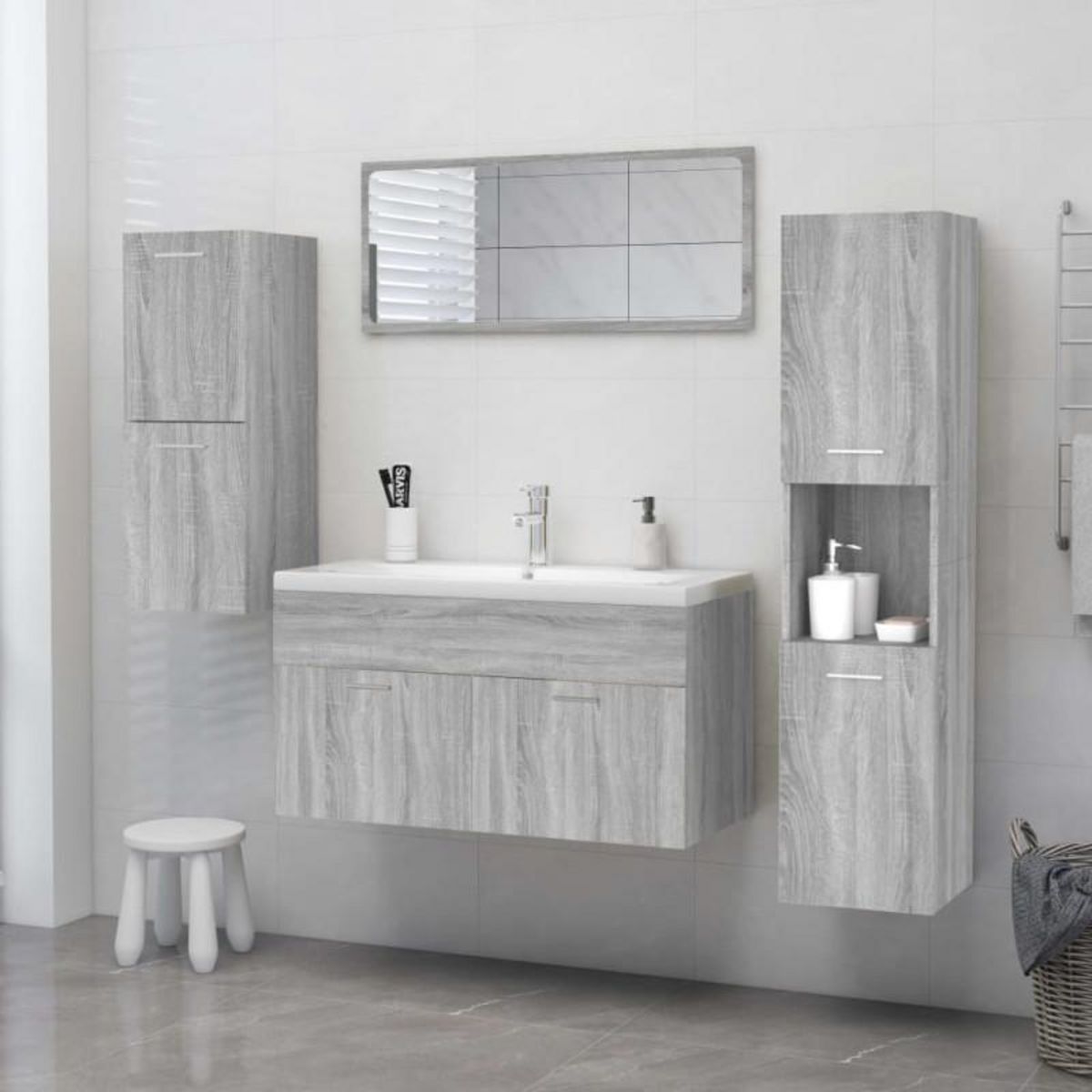 VIDAXL Armoire de bain Sonoma gris 30x30x130 cm Bois d ingénierie