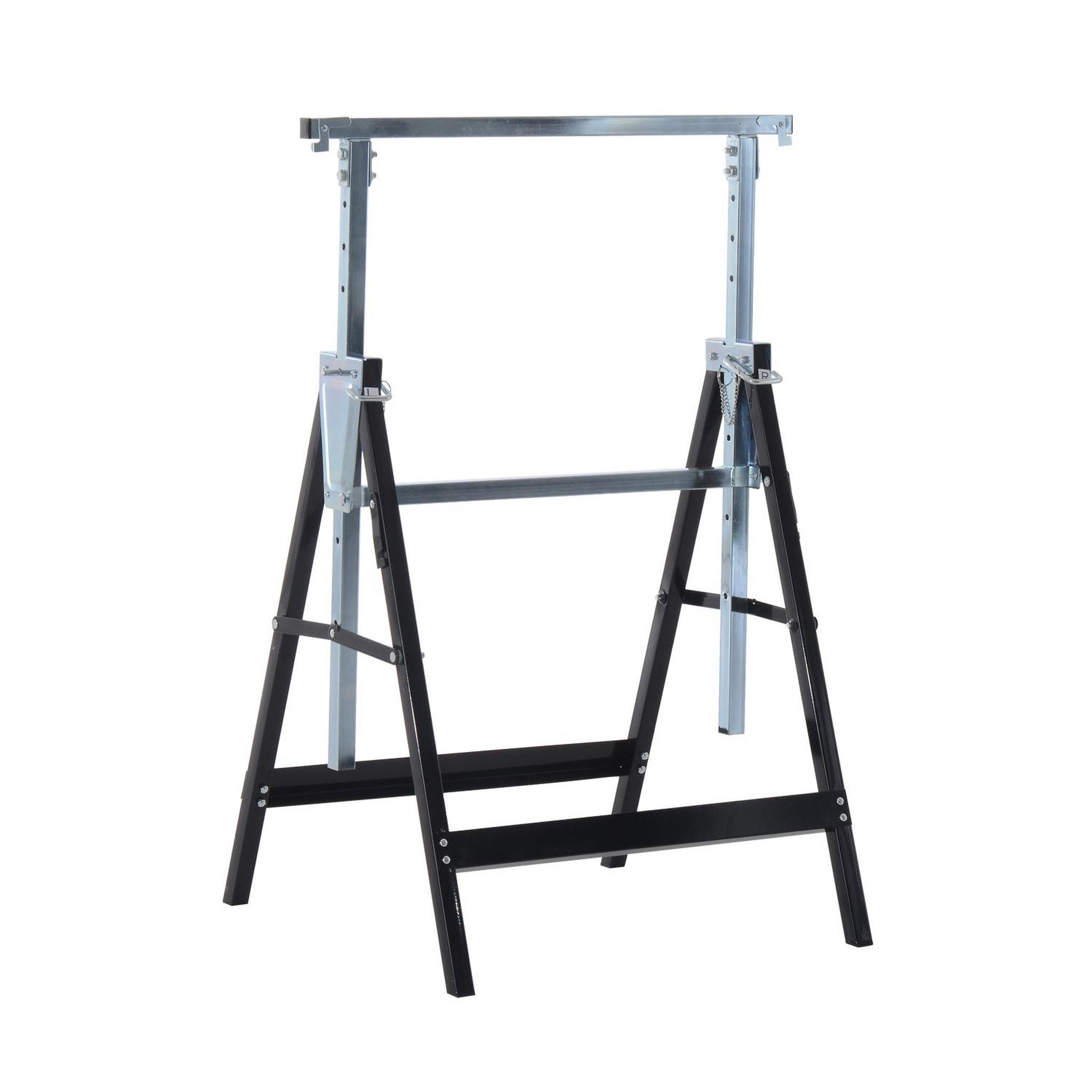Voir la diapositive 5 : HOMCOM Lot de 2 tréteaux pliables télescopiques hauteur réglable 80-130 cm noir