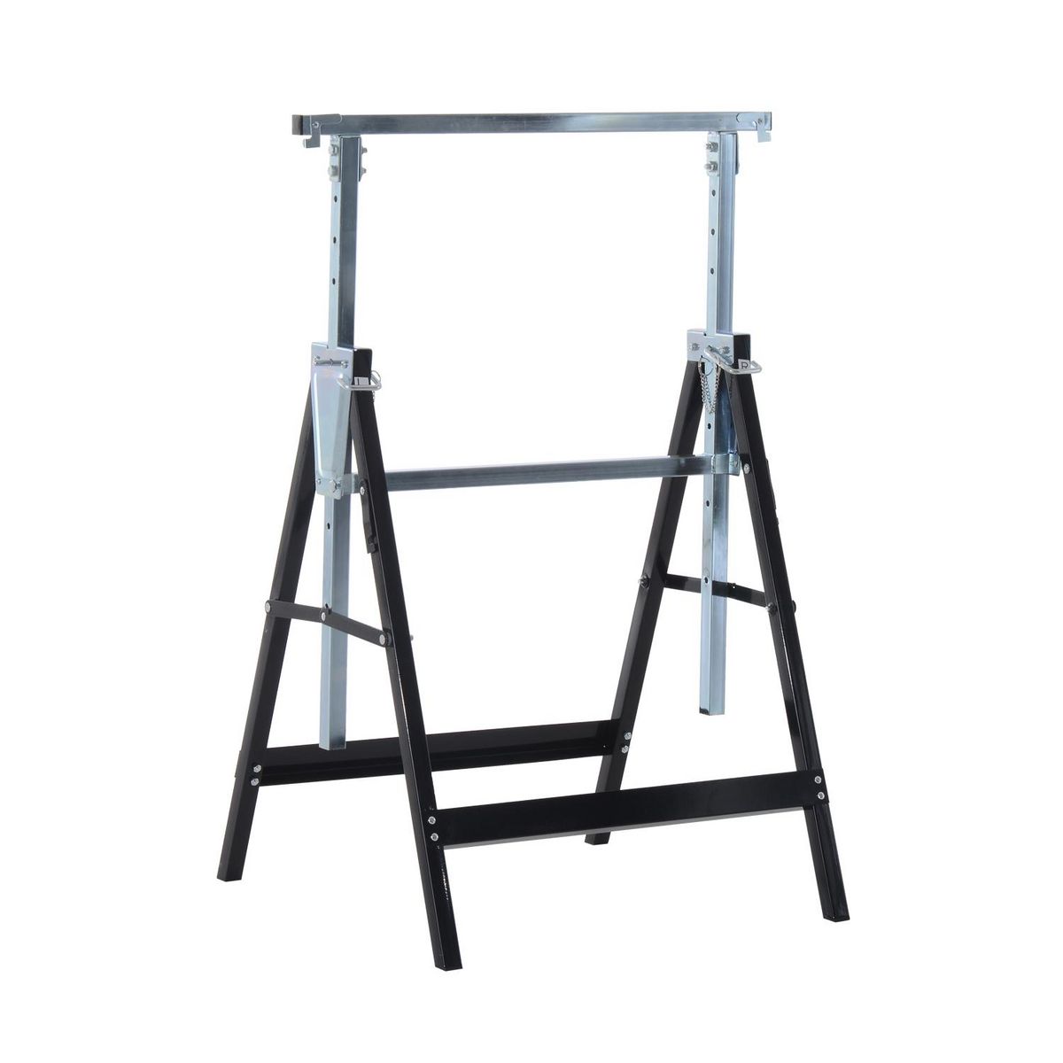 HOMCOM Lot de 2 tréteaux pliables télescopiques hauteur réglable 80-130 cm noir