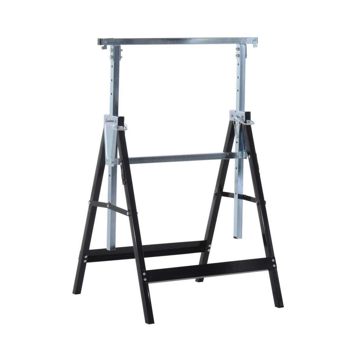 HOMCOM Lot de 2 tréteaux pliables télescopiques hauteur réglable 80-130 cm noir