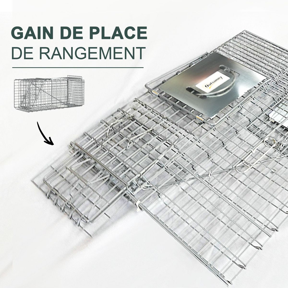 OUTSUNNY Piège de capture pliable pour petits animaux type lapin rat - 2 portes, poignée - dim. 66L x 24l x 30H cm - acier