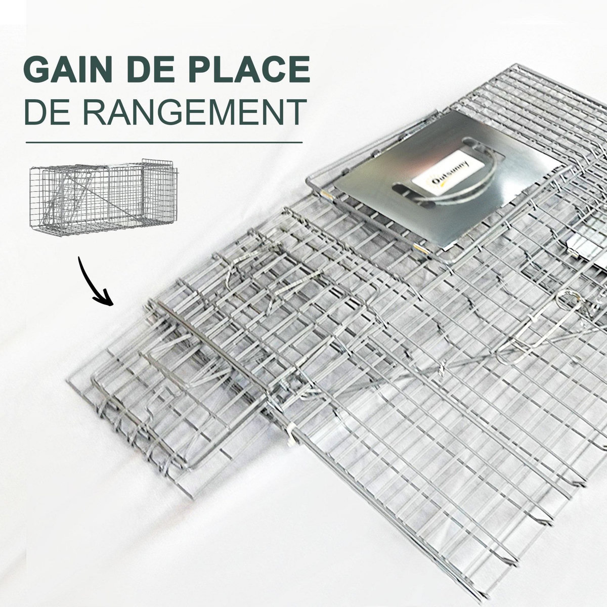 OUTSUNNY Piège de capture pliable pour petits animaux type lapin rat - 2 portes, poignée - dim. 66L x 24l x 30H cm - acier