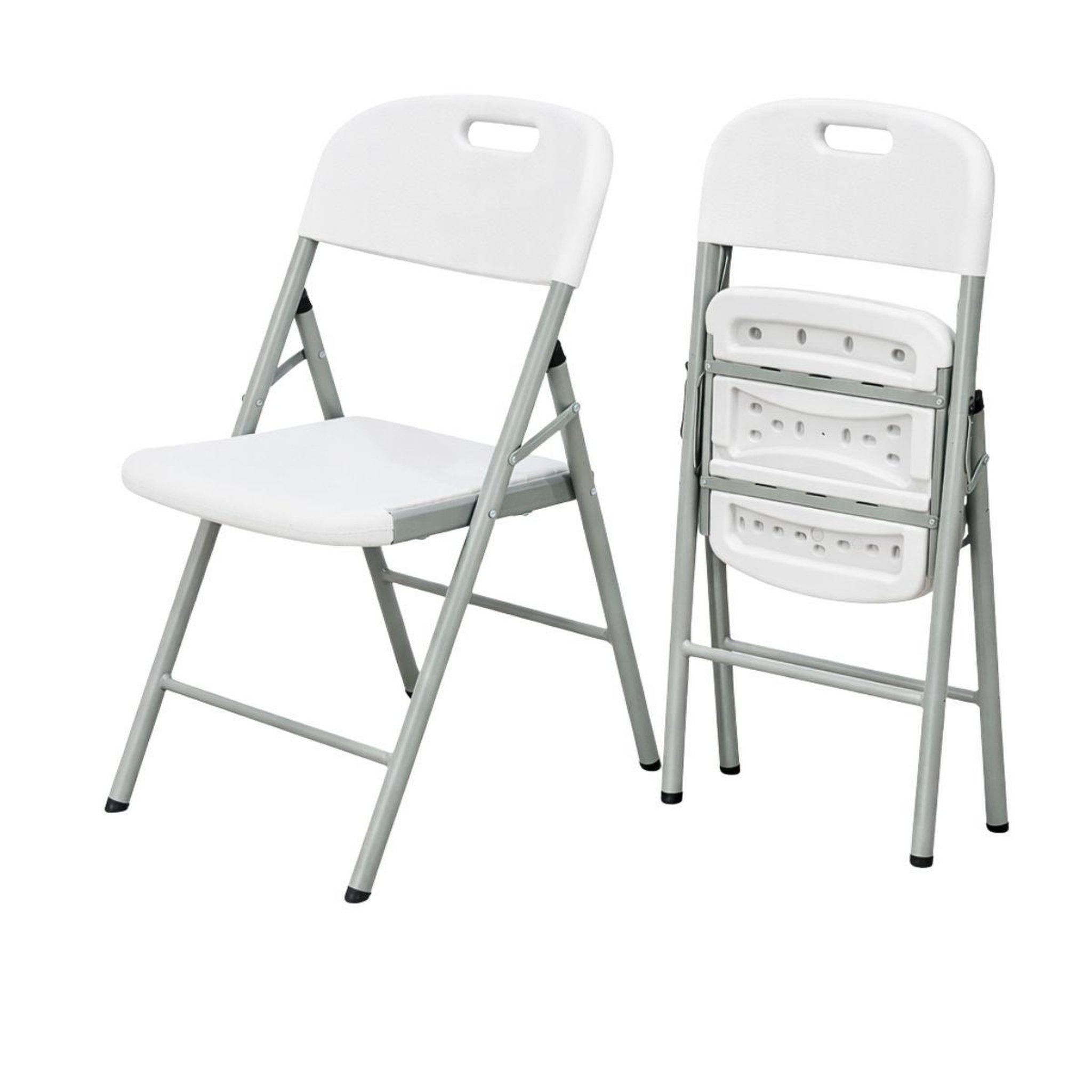 Voir la diapositive 5 : KZ GARDEN Lot de 2 Chaises pliantes blanches Plastique renforcé Chaise Camping Terrasse Réceptions KZGarden