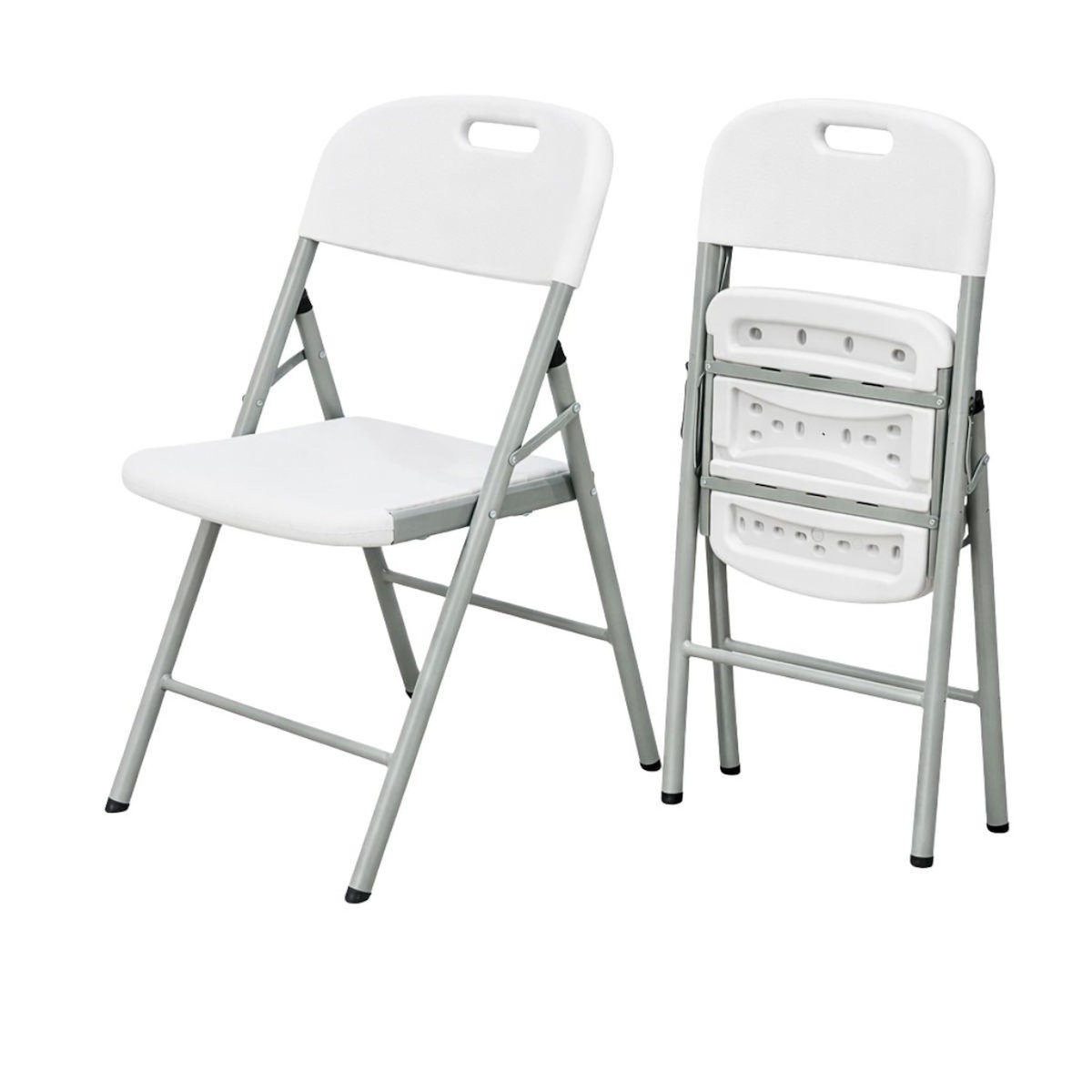 KZ GARDEN Lot de 2 Chaises pliantes blanches Plastique renforcé Chaise Camping Terrasse Réceptions KZGarden