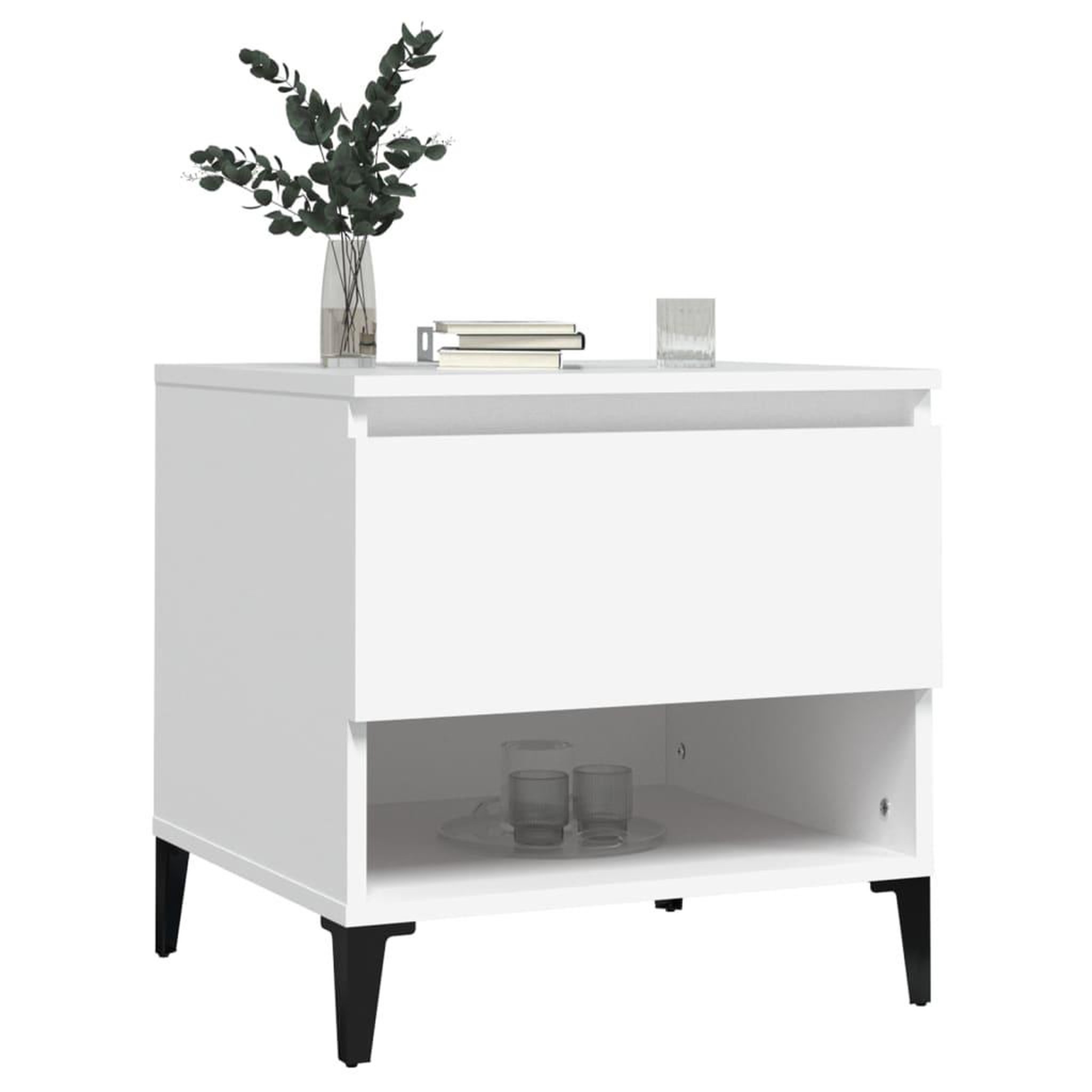 Voir la diapositive 4 : VIDAXL Table d'appoint Blanc 50x46x50 cm Bois d'ingenierie