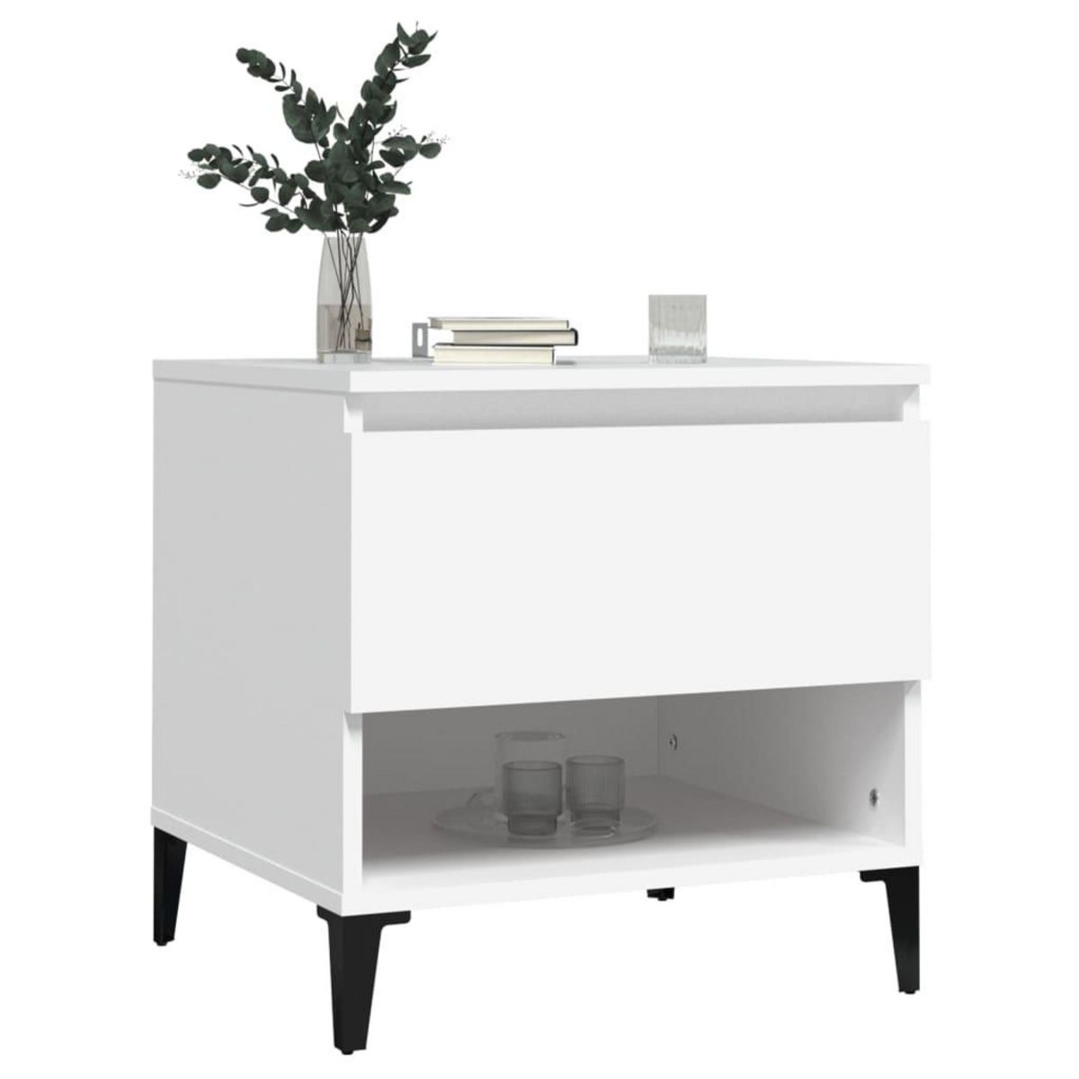 VIDAXL Table d'appoint Blanc 50x46x50 cm Bois d'ingenierie