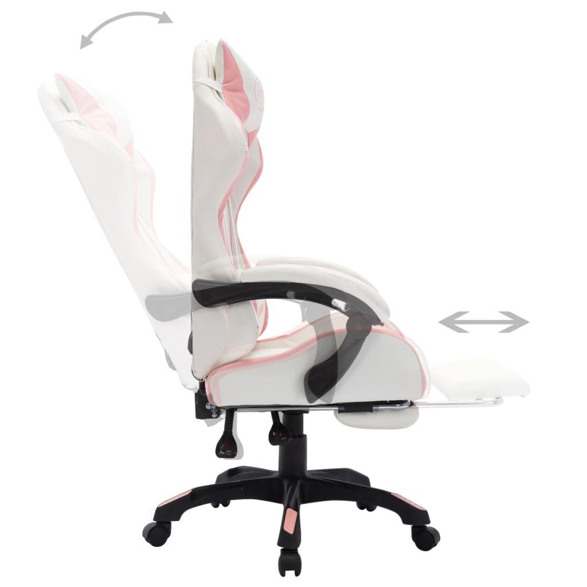 Voir la diapositive 5 : VIDAXL Fauteuil de jeux video avec LED RVB Rose et blanc Similicuir