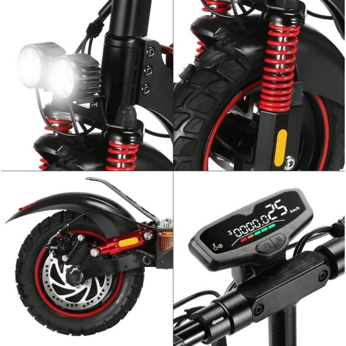 EZWAY Trottinette Électrique Adulte EZWAY EBOOST INFINITY, Autonomie 90 Km, 25 Km/h, Pliable, Freins à Disque Double, Pneus 10  Tout-Terrain, Pour Trajets Urbains