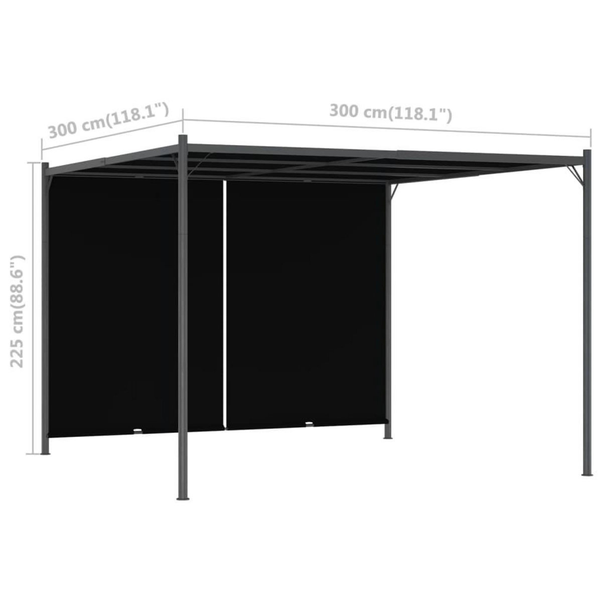 VIDAXL Pergola de jardin avec toit retractable 3x3 m Anthracite