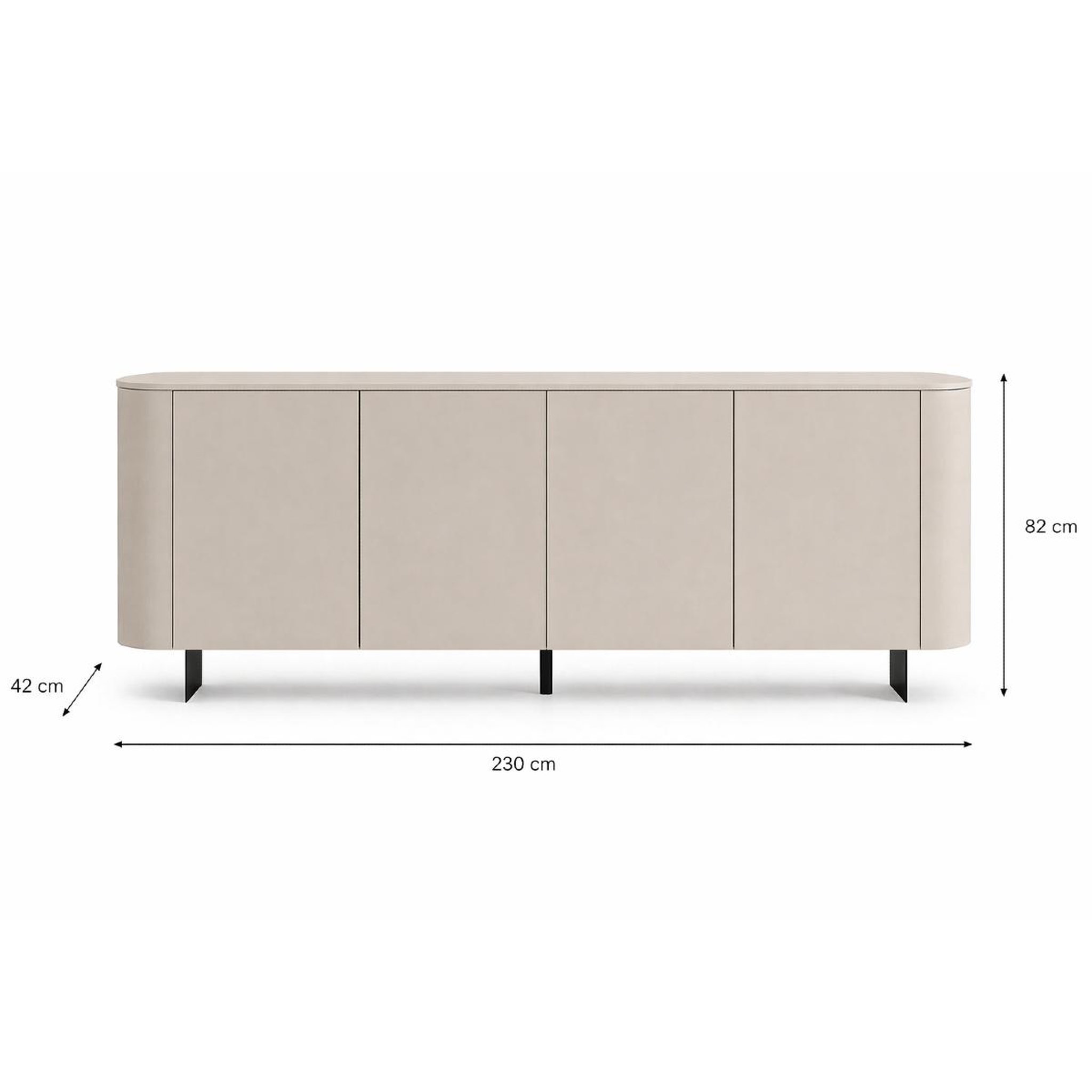 Voir la diapositive 6 : JLC KREATION Buffet bas beige cachemire 4 portes 230cm isabela