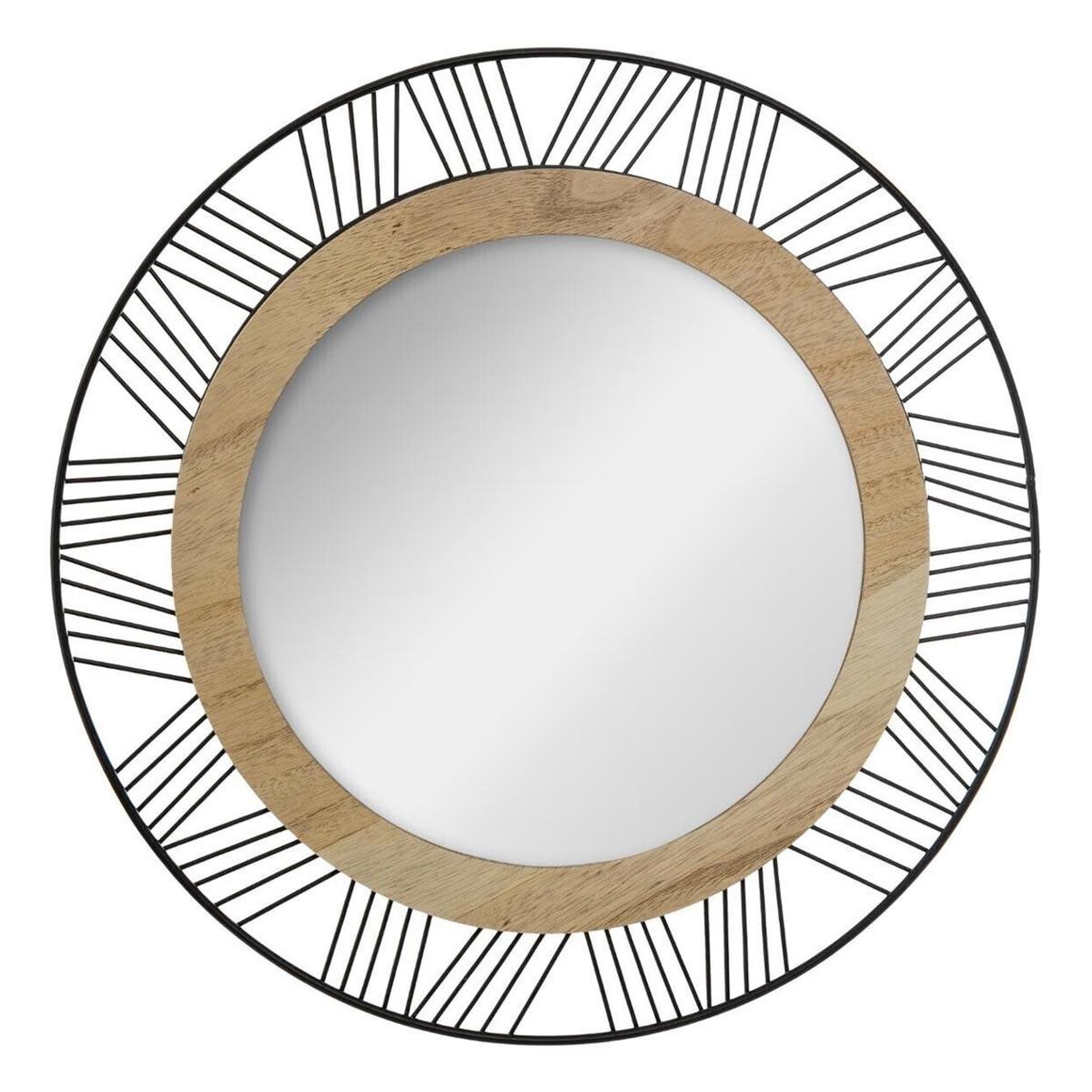 ATMOSPHERA Miroir rond en métal & bois  joe  45cm noir