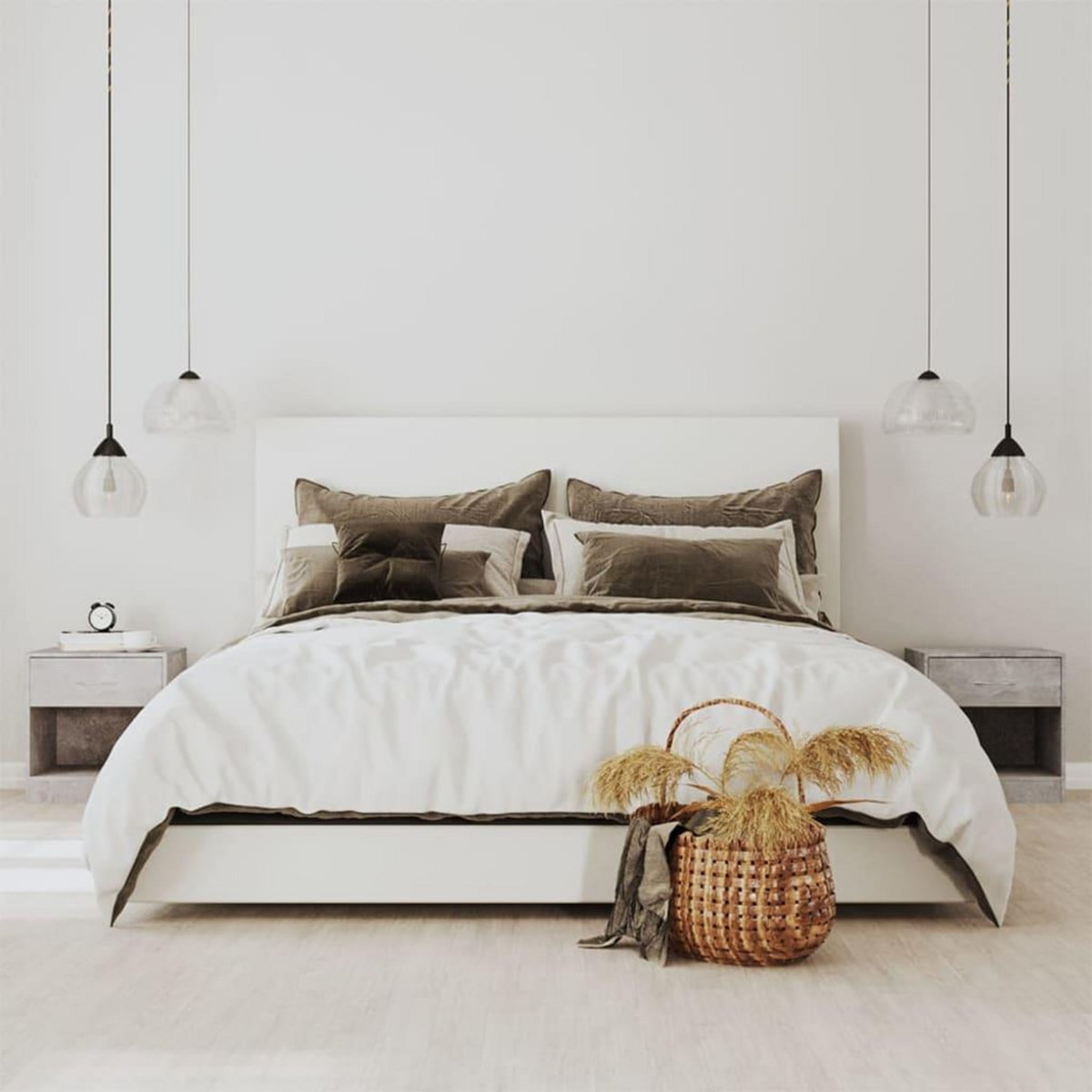 VIDAXL Tables de chevet 2 pcs avec tiroir Gris beton