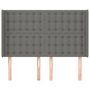 Voir la diapositive 3 : VIDAXL Tete de lit avec oreilles Gris fonce 147x16x118/128 cm Tissu