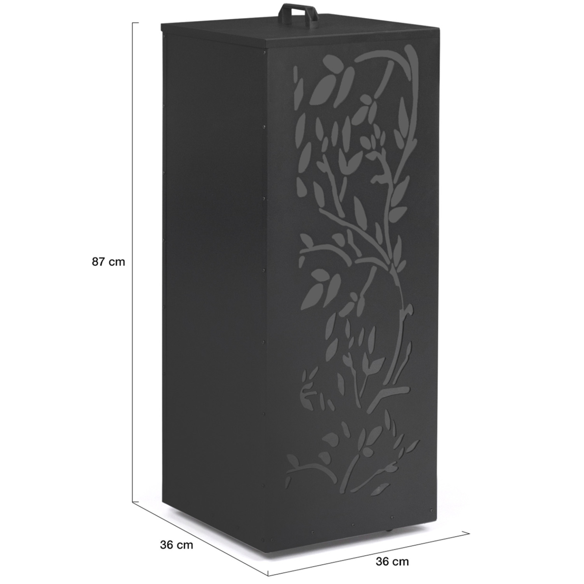 Voir la diapositive 4 : ID MARKET Réservoir à granulés 55 kg noir rangement à pellets 36 x 36 x 87 cm - motif floral