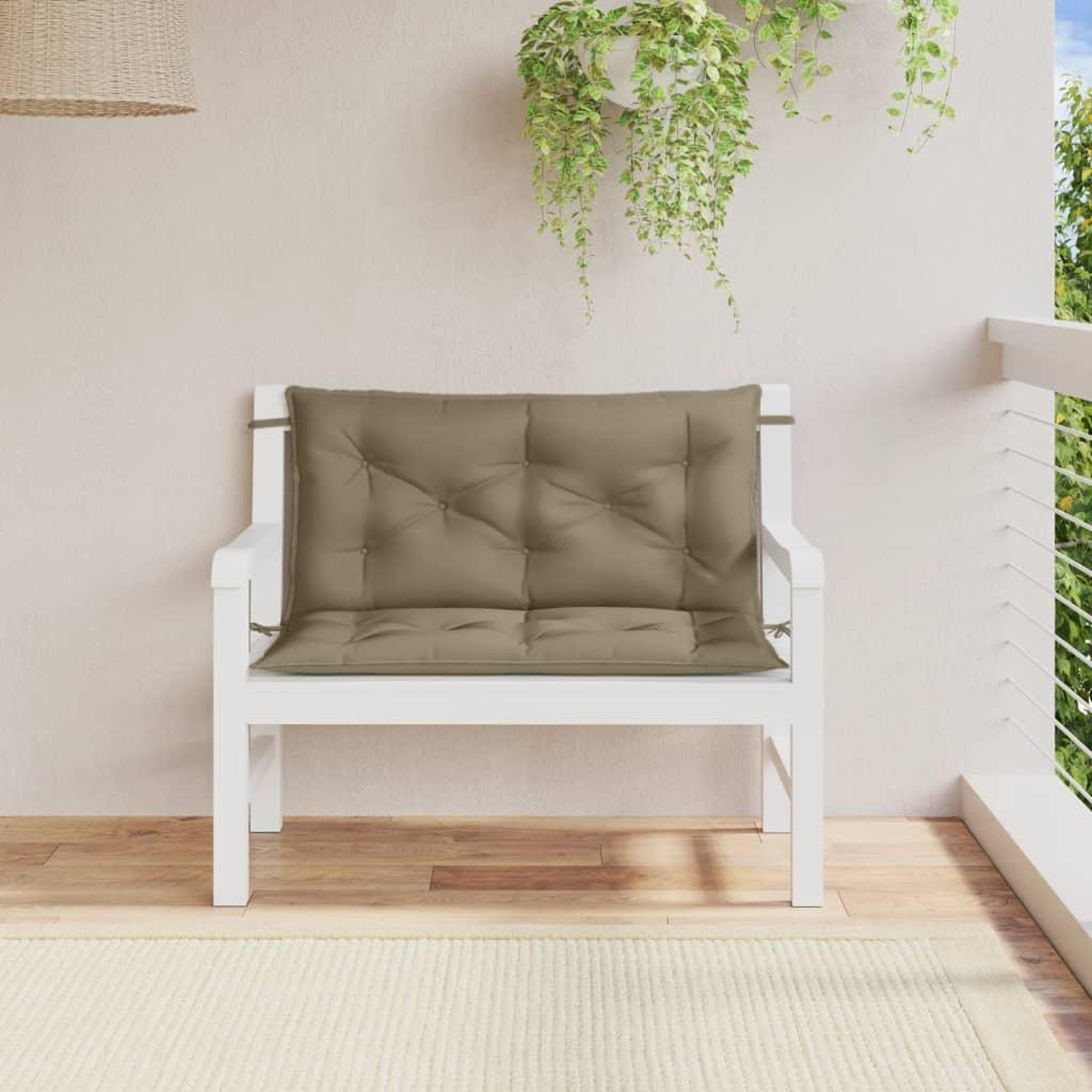Voir la diapositive 3 : VIDAXL Coussins de banc de jardin lot de 2 taupe melange tissu
