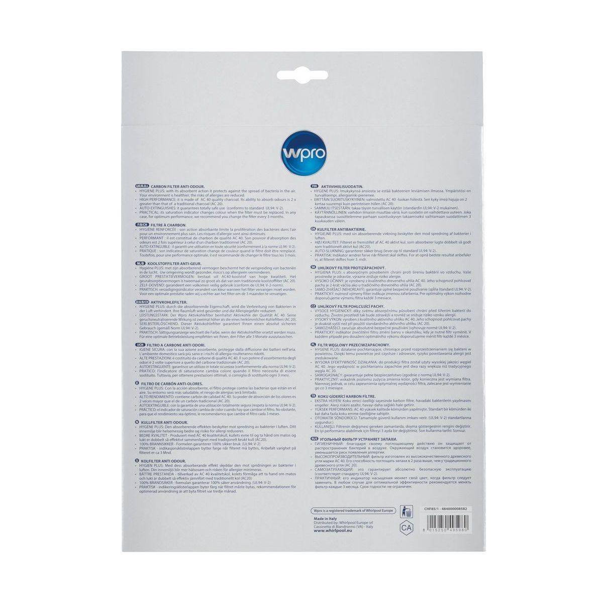 WPRO Filtre hotte CHF85/01