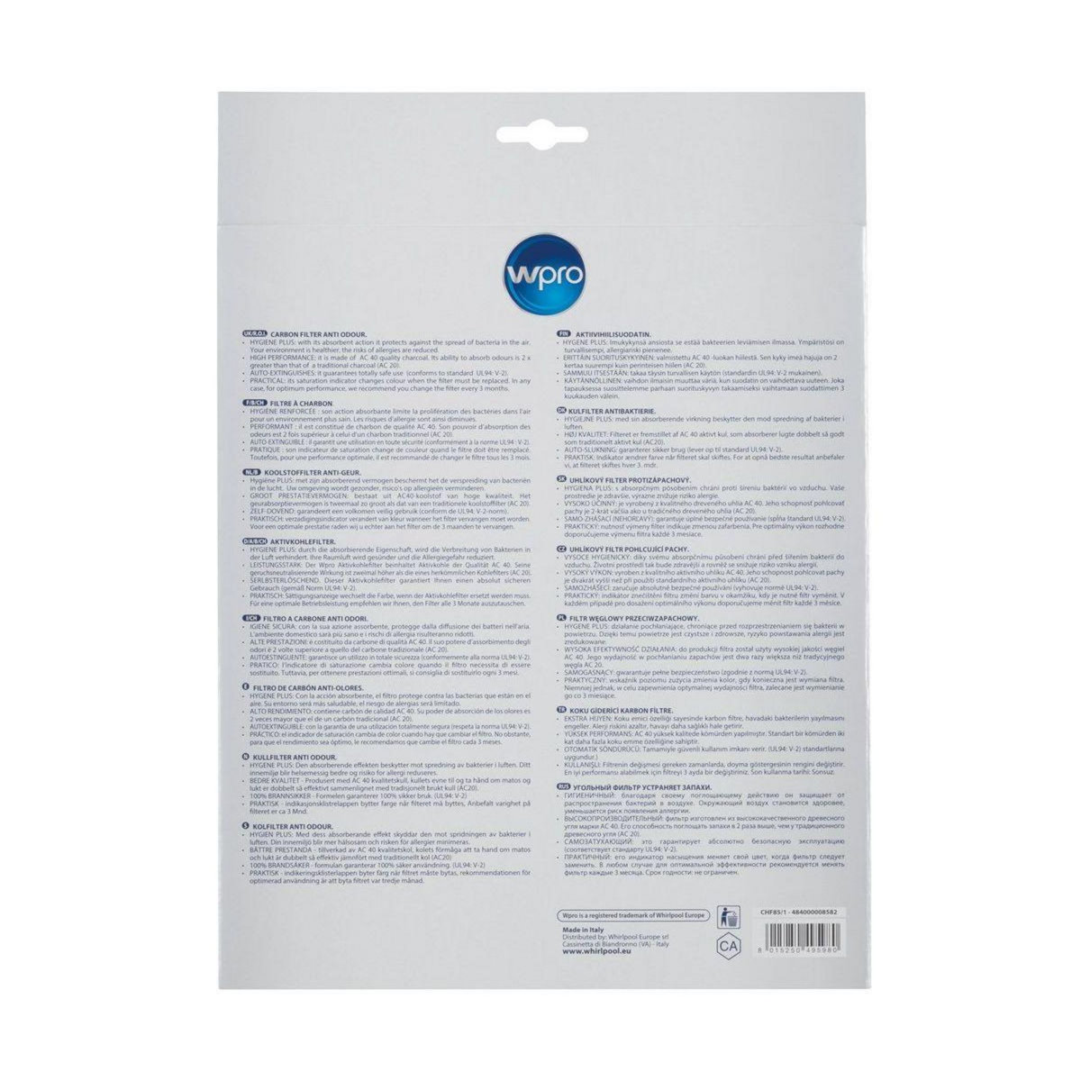 WPRO Filtre hotte CHF85/01