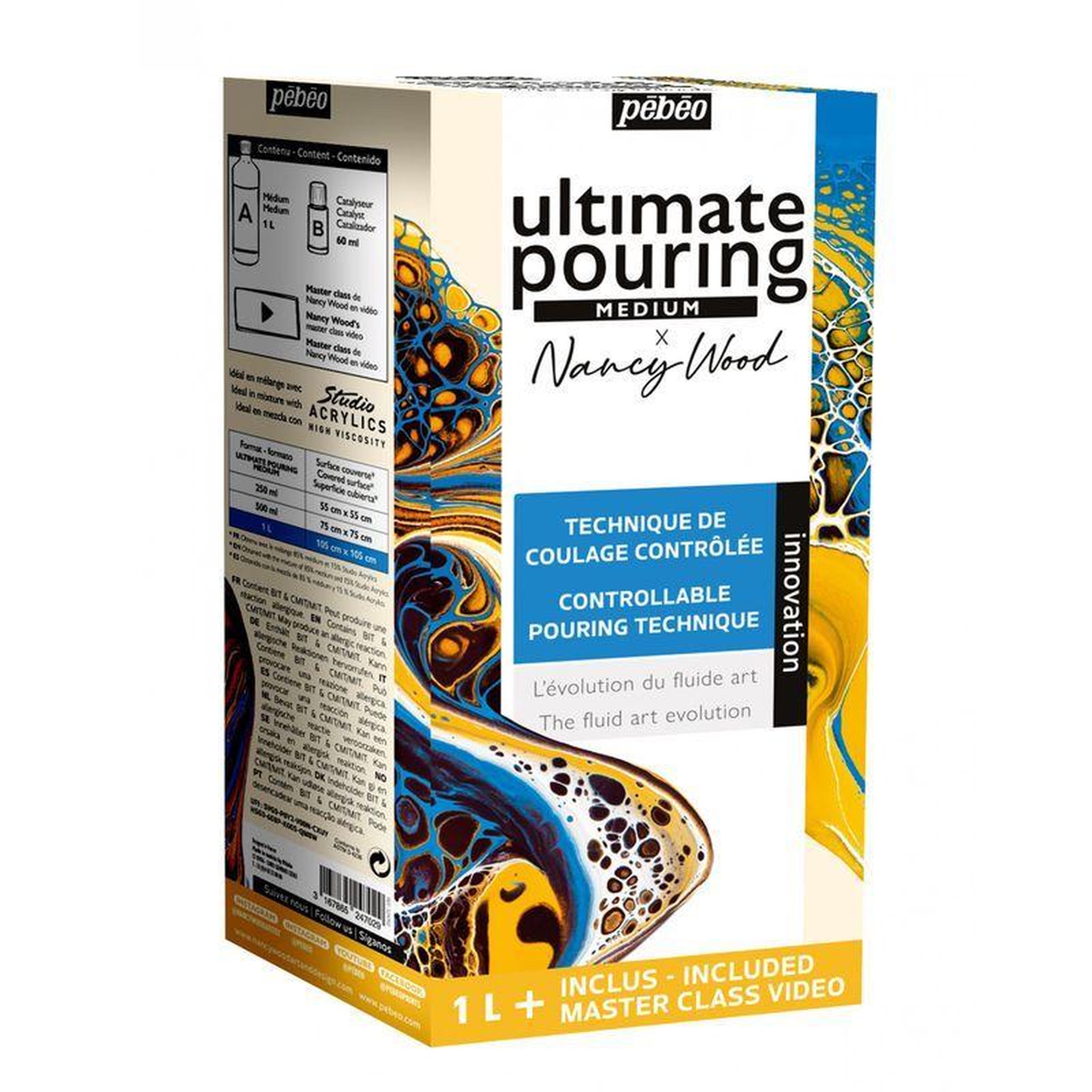 Voir la diapositive 1 : Pebeo Kit d'initiation à la technique de pouring - 1 litre