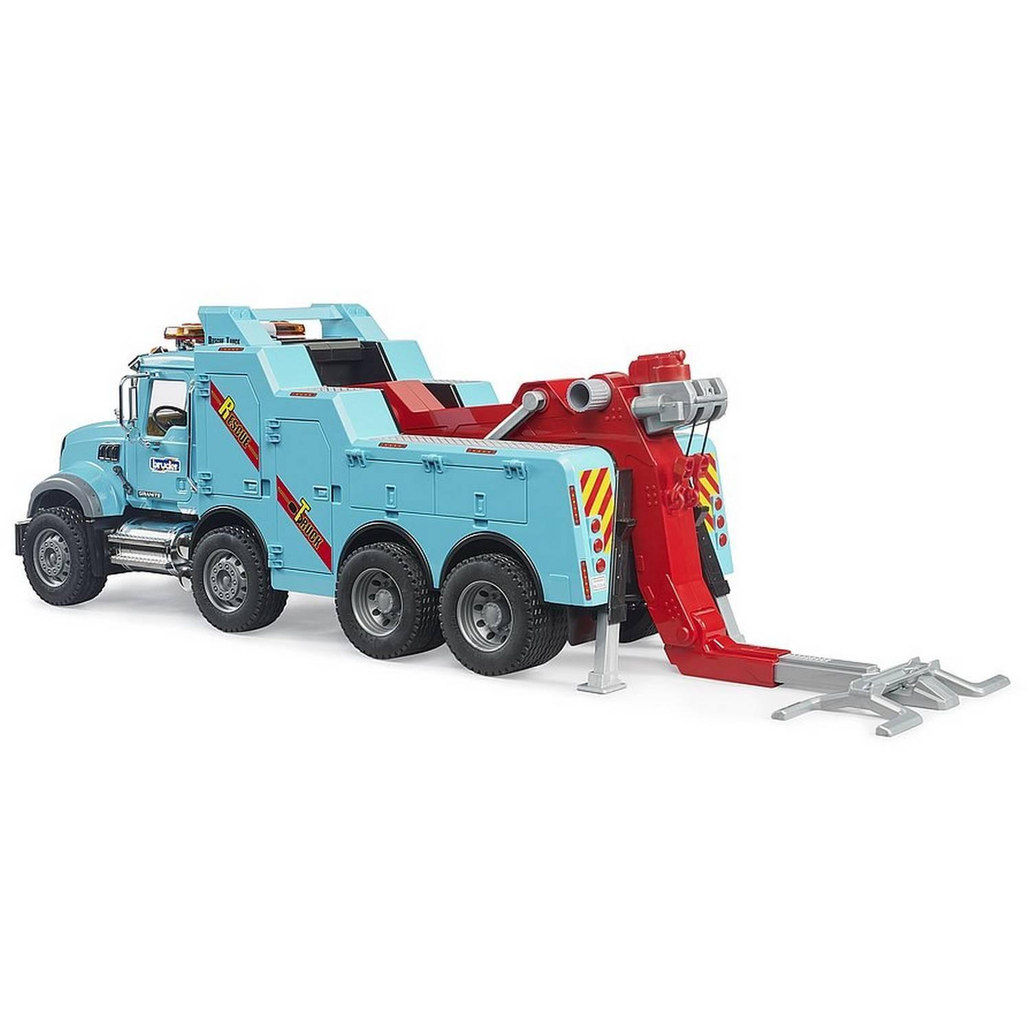 Voir la diapositive 2 : Bruder Camion de dépannage et de remorquage MACK Granite avec module son et lumière